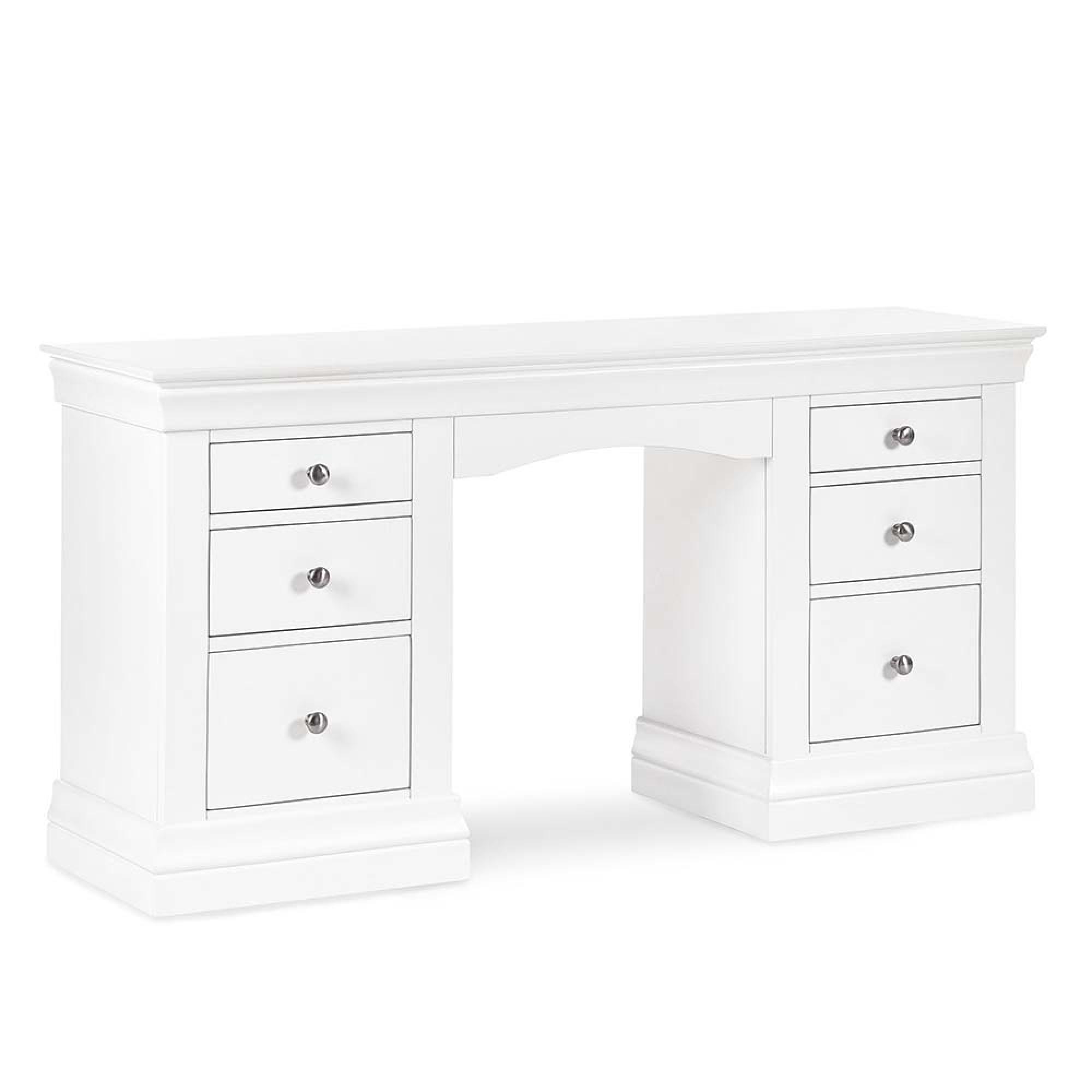 Clermont Double Dressing Table - 6 Drawer - White