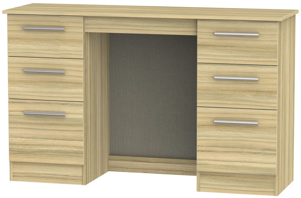 Contrast Double Dressing Table - 6 Drawer - Modern Oak