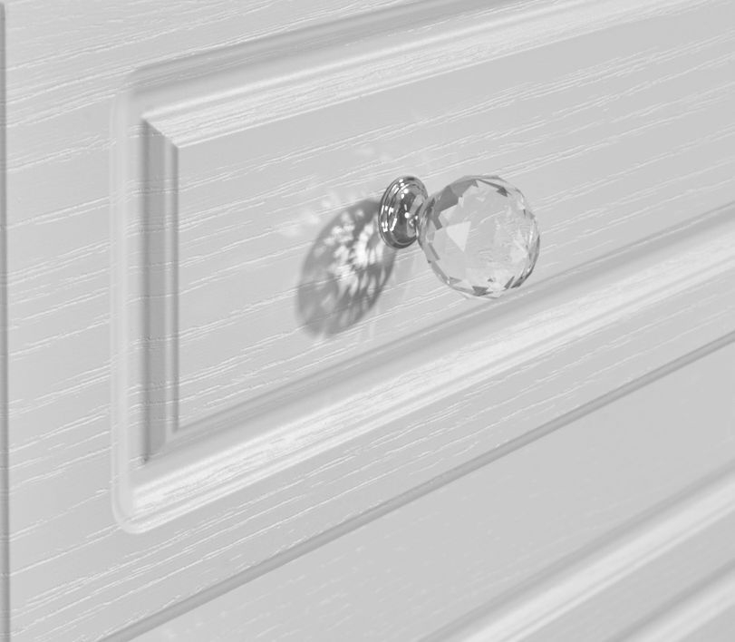 Crystal Double Dressing Table - 6 Drawer - White