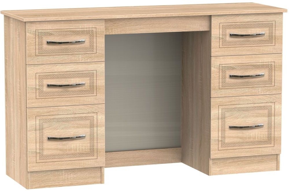 Dorset Oak Effect 6 Drawer Double Dressing Table