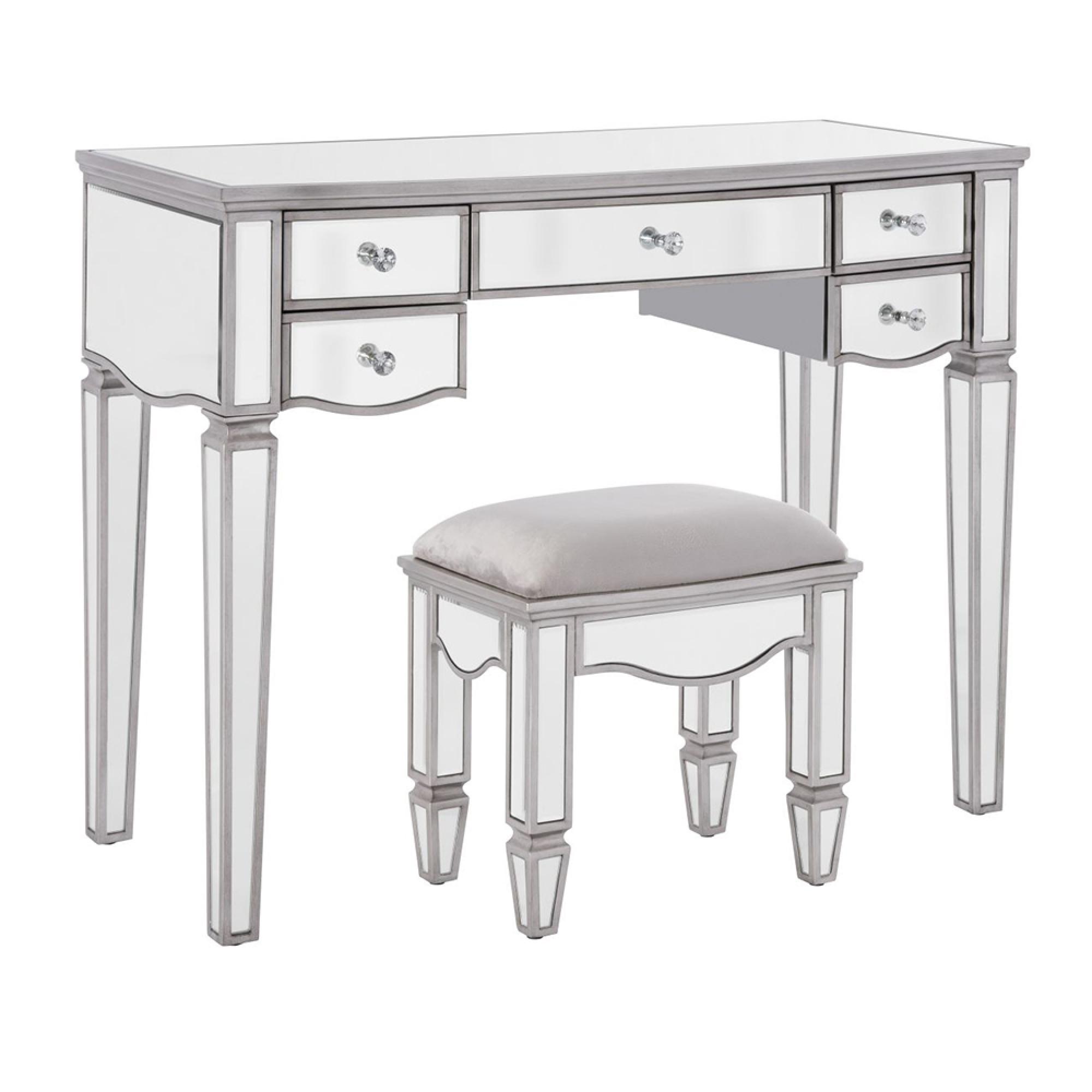 Elysee Dressing Table - 5 Drawer - Mirrored