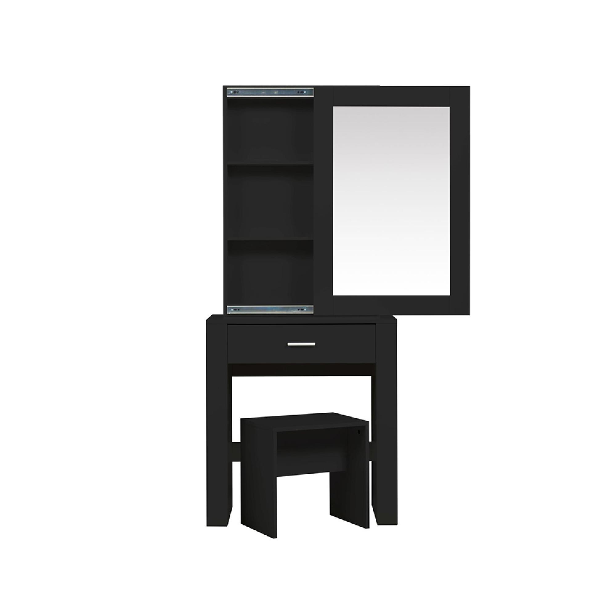 Evelyn Sliding Mirror Dressing Table - 1 Drawer - Black