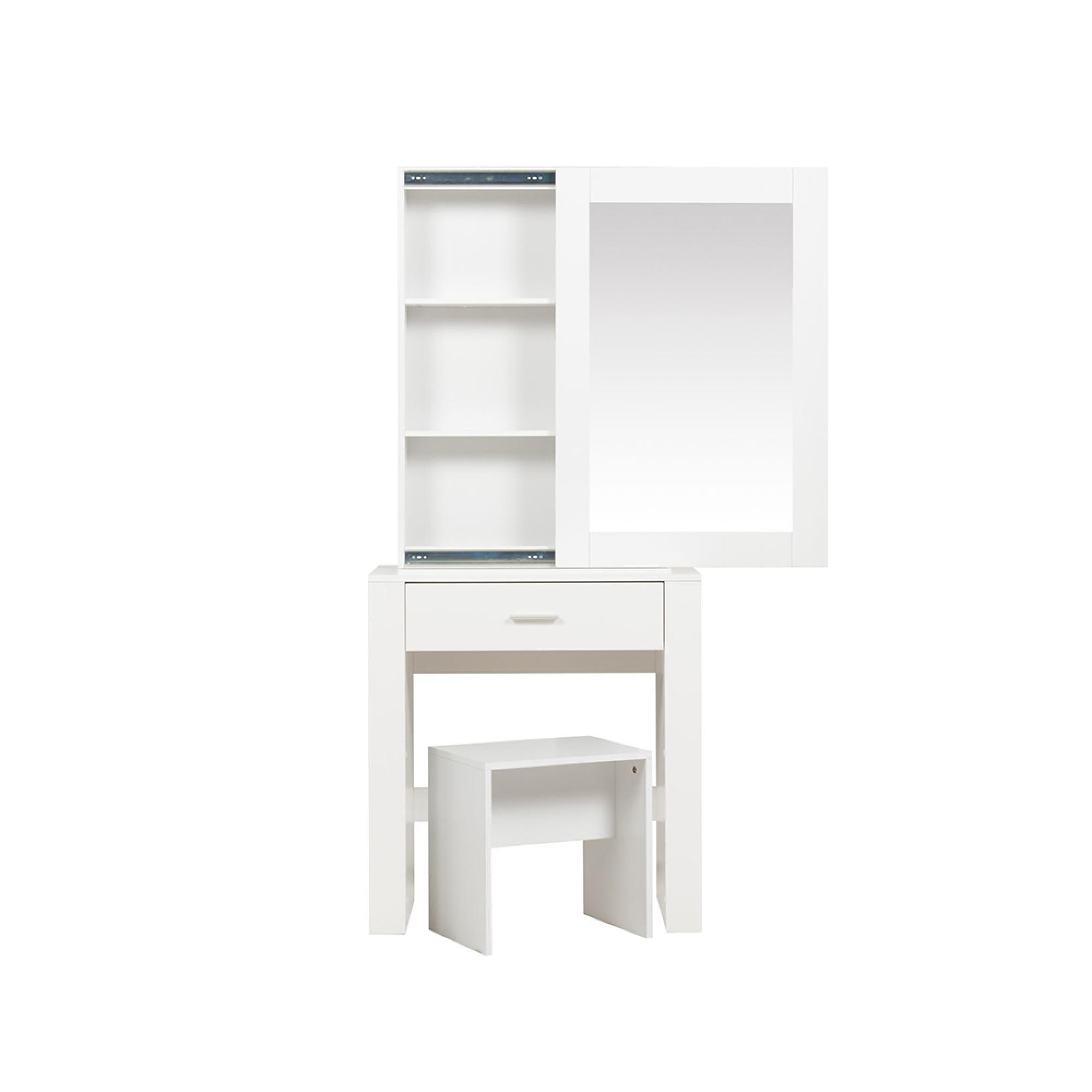 Evelyn Sliding Mirror Dressing Table - 1 Drawer - White