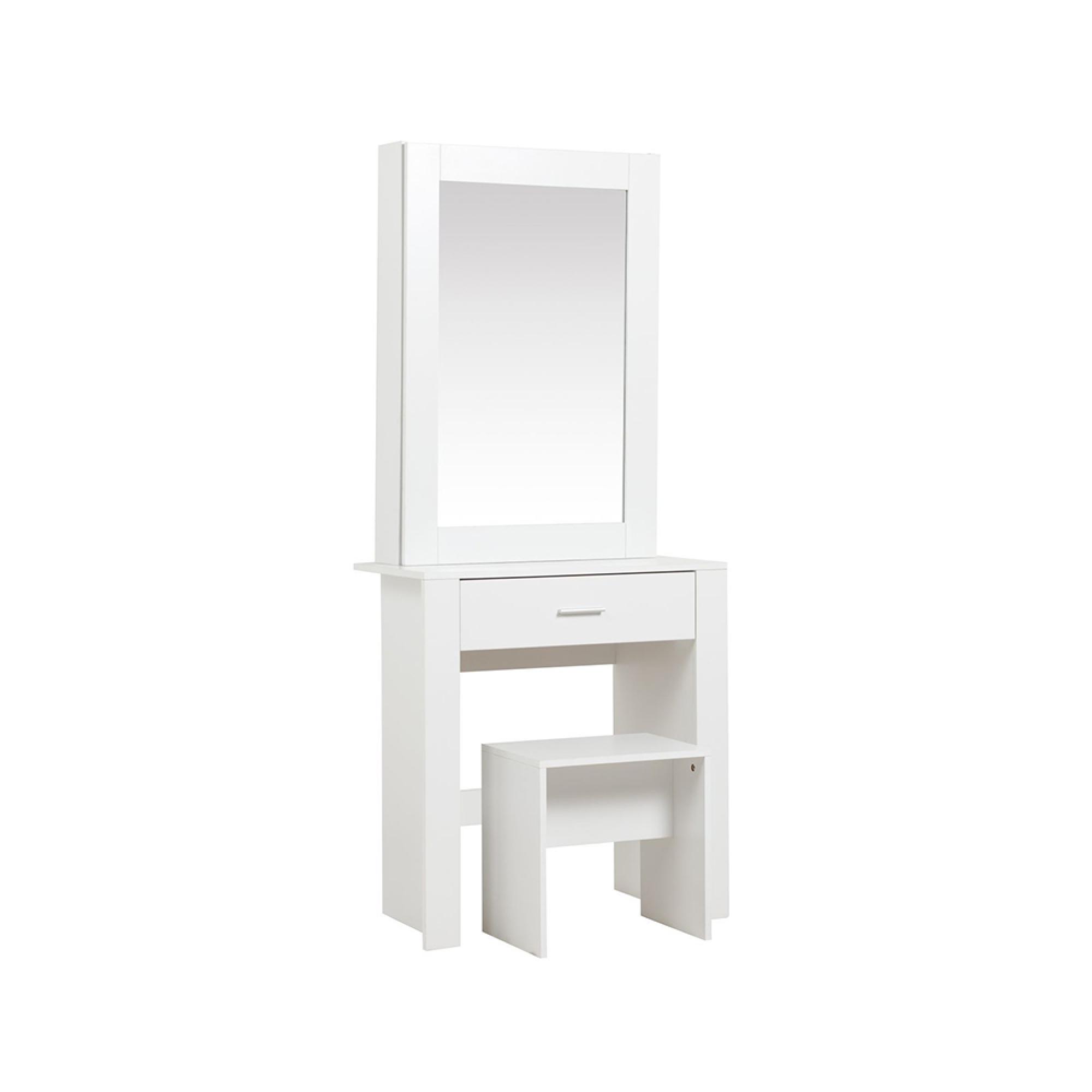 Evelyn Sliding Mirror Dressing Table - 1 Drawer - White