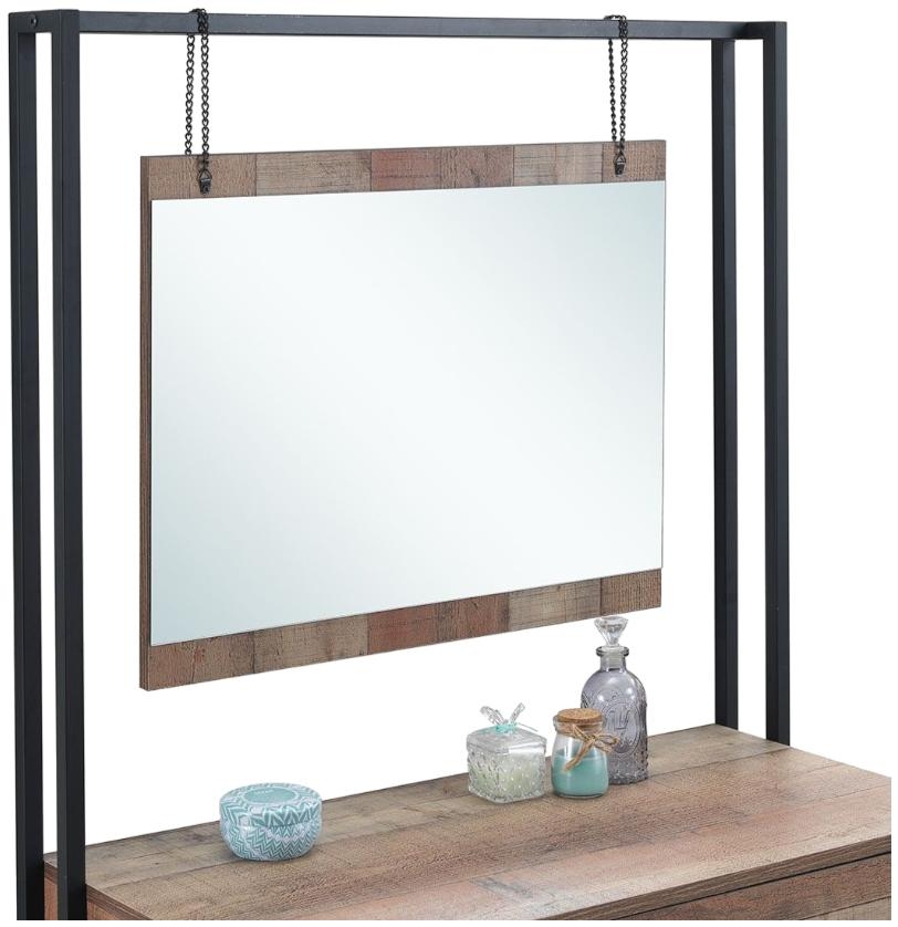 Industrial Rustic Oak Effect Dressing Table with Mirror