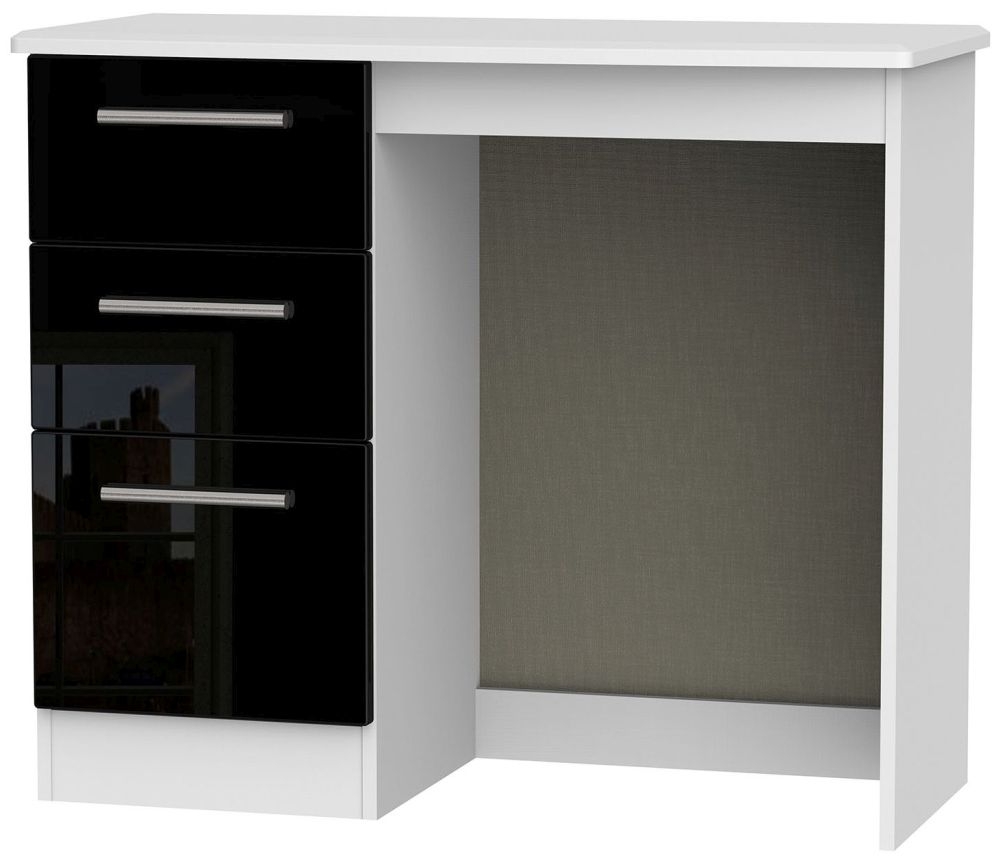 Knightsbridge Black Gloss and White 3 Drawer Single Dressing Table