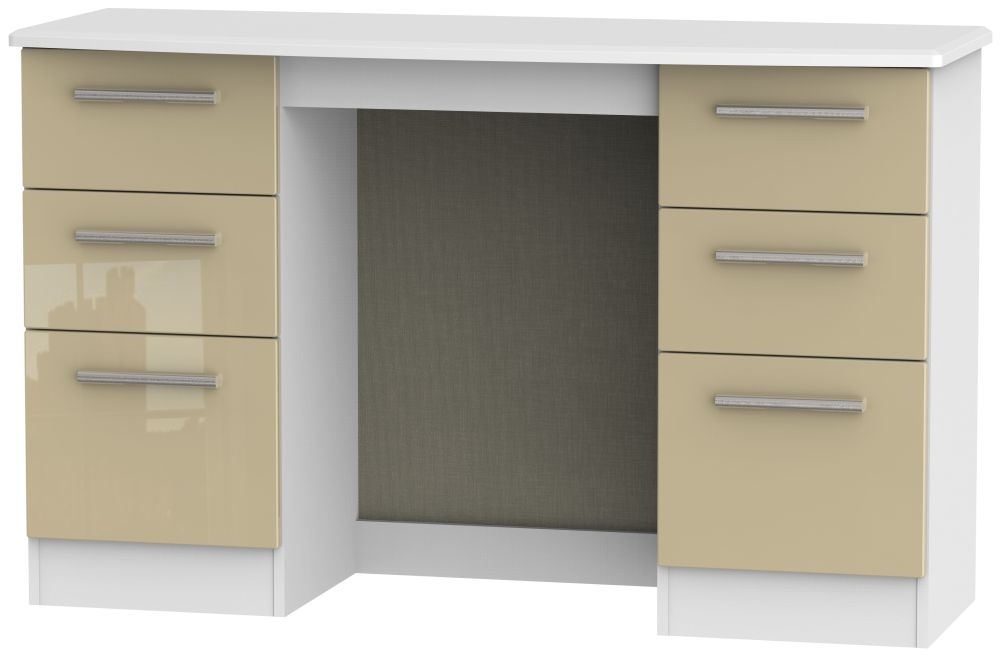 Knightsbridge Mushroom and White 6 Drawer Double Dressing Table