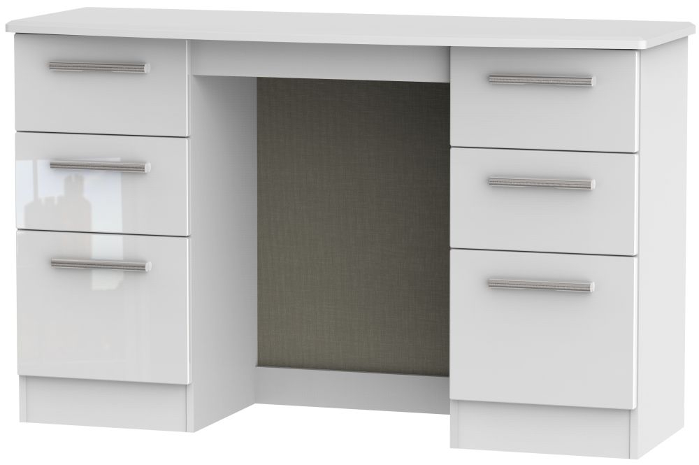 Knightsbridge White Gloss 6 Drawer Double Dressing Table