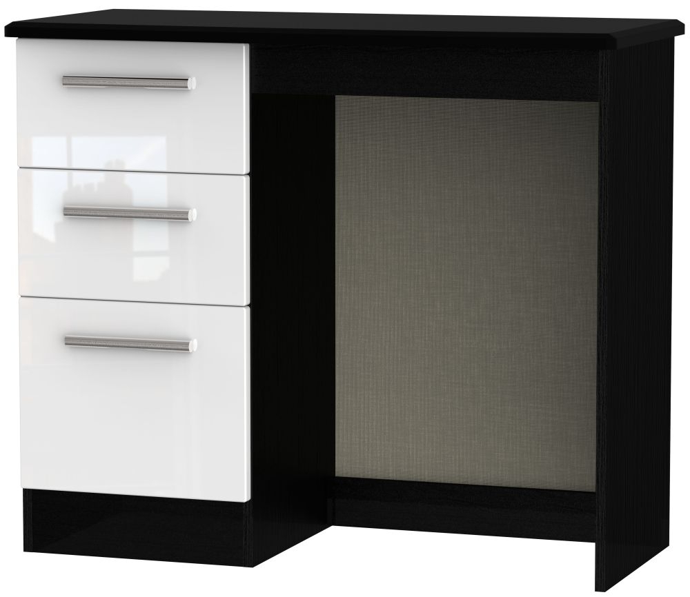 Knightsbridge White Gloss and Black 3 Drawer Single Dressing Table
