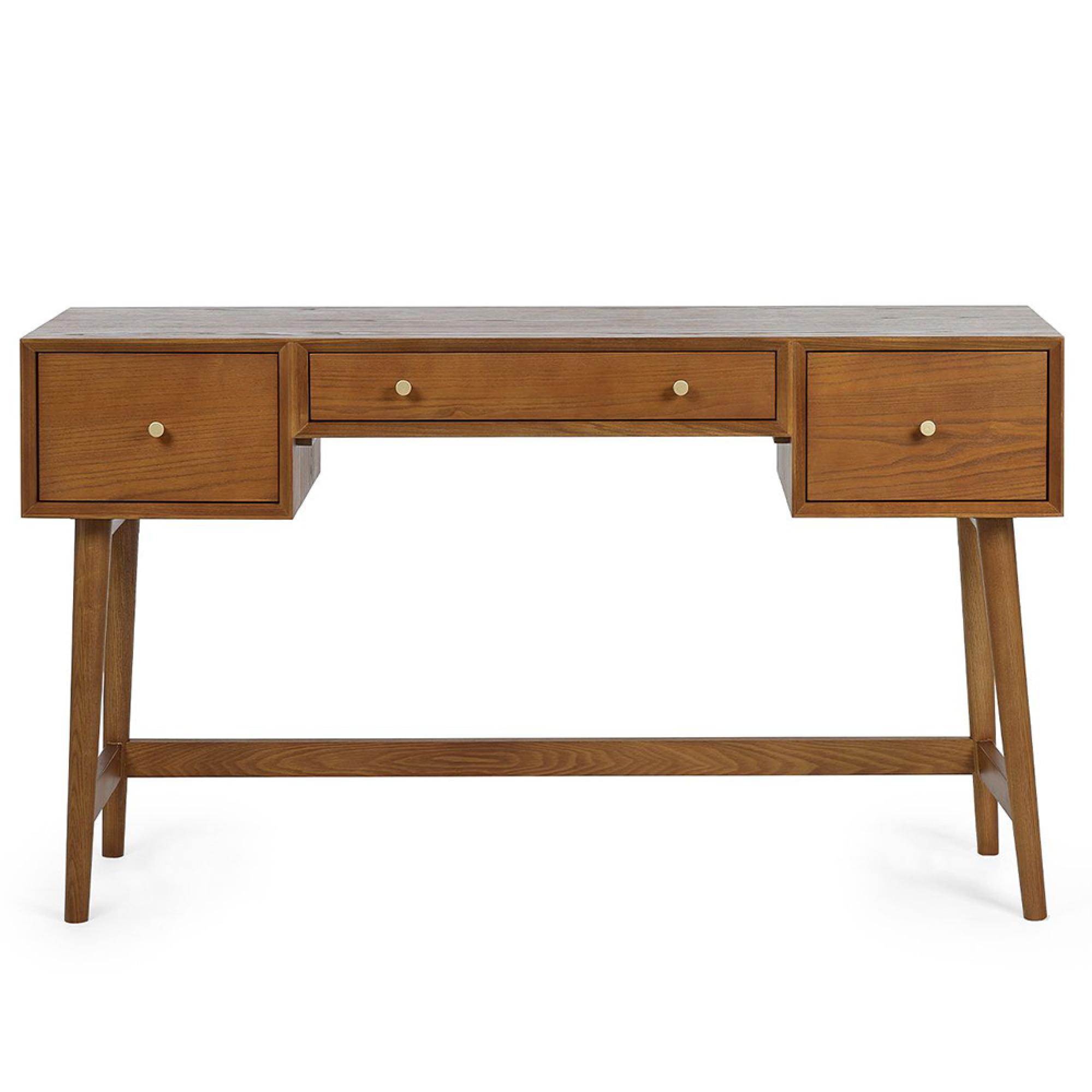Lowry Dressing Table with Stool - 3 Drawer - Cherry Wood - Retro Style