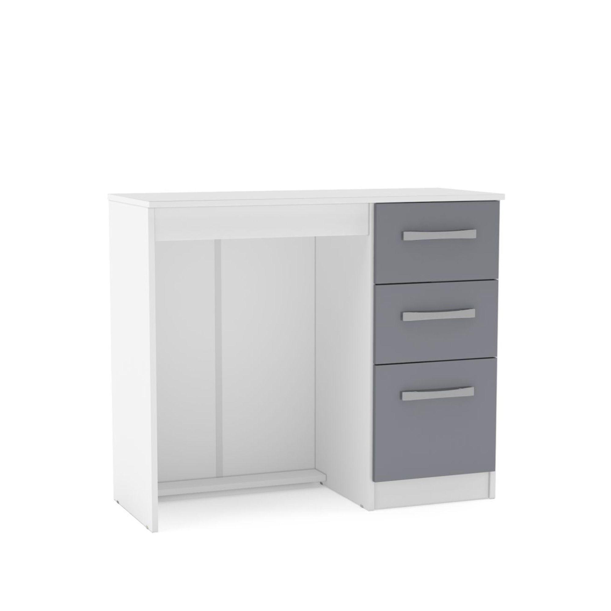 Lynx Single Dressing Table - 3 Drawer - White