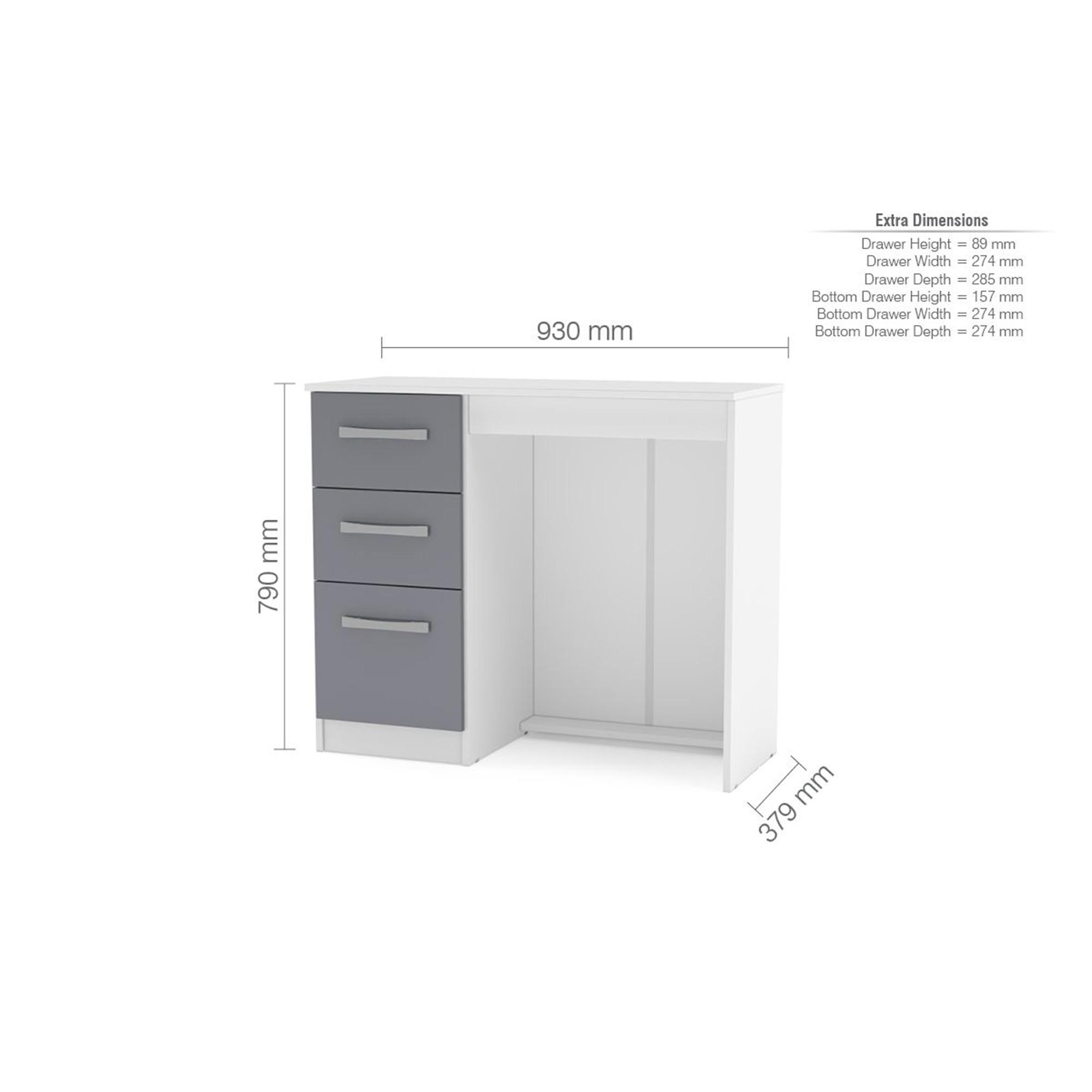 Lynx Single Dressing Table - 3 Drawer - White