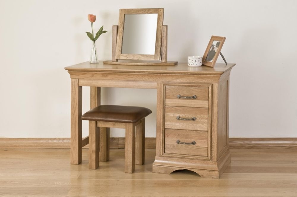 Lyon Oak Single Pedestal Dressing Table