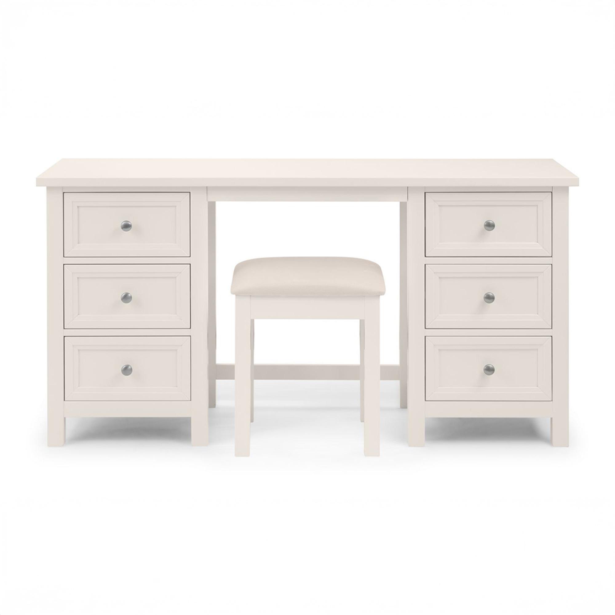Maine Dressing Table - 6 Drawer - Double - White