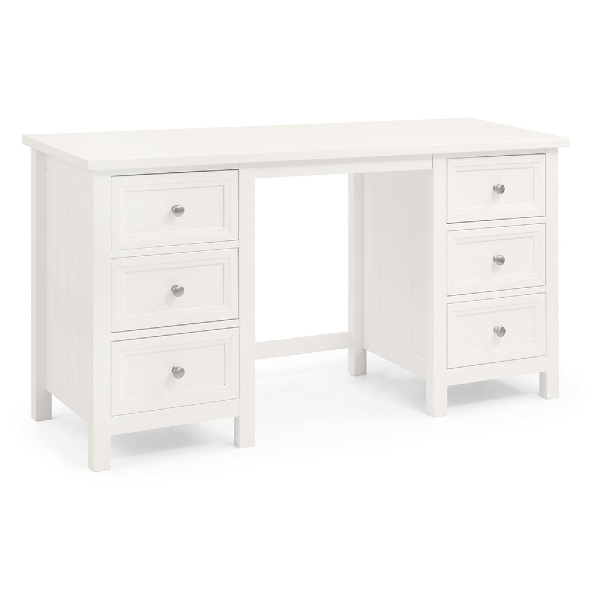 Maine Dressing Table - 6 Drawer - Double - White