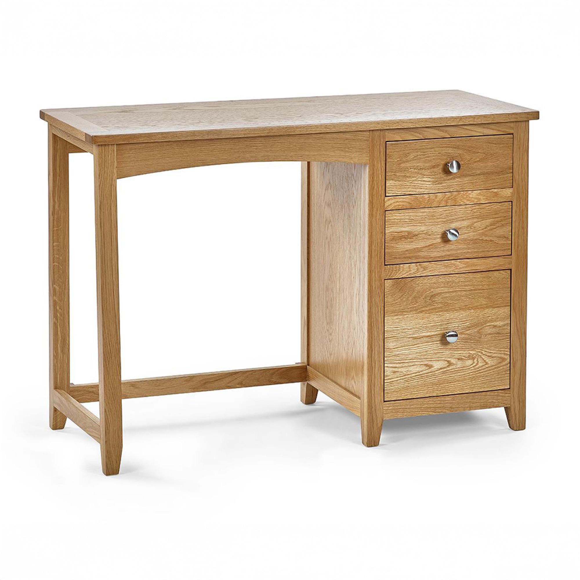Mallory Dressing Table with Stool - 3 Drawer - Single - Oak