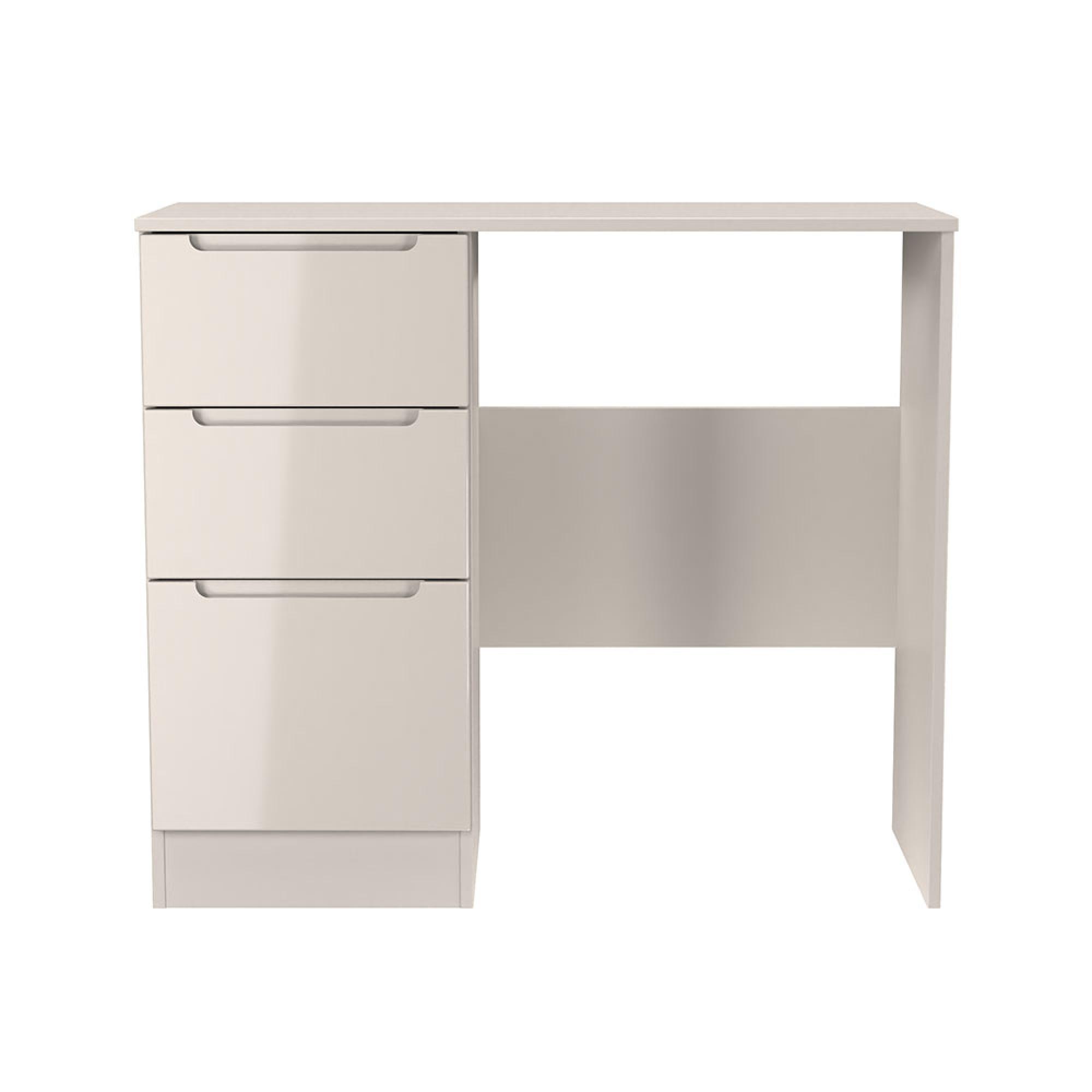 Milan Dressing Table - Single - 3 Drawer - Cashmere Gloss