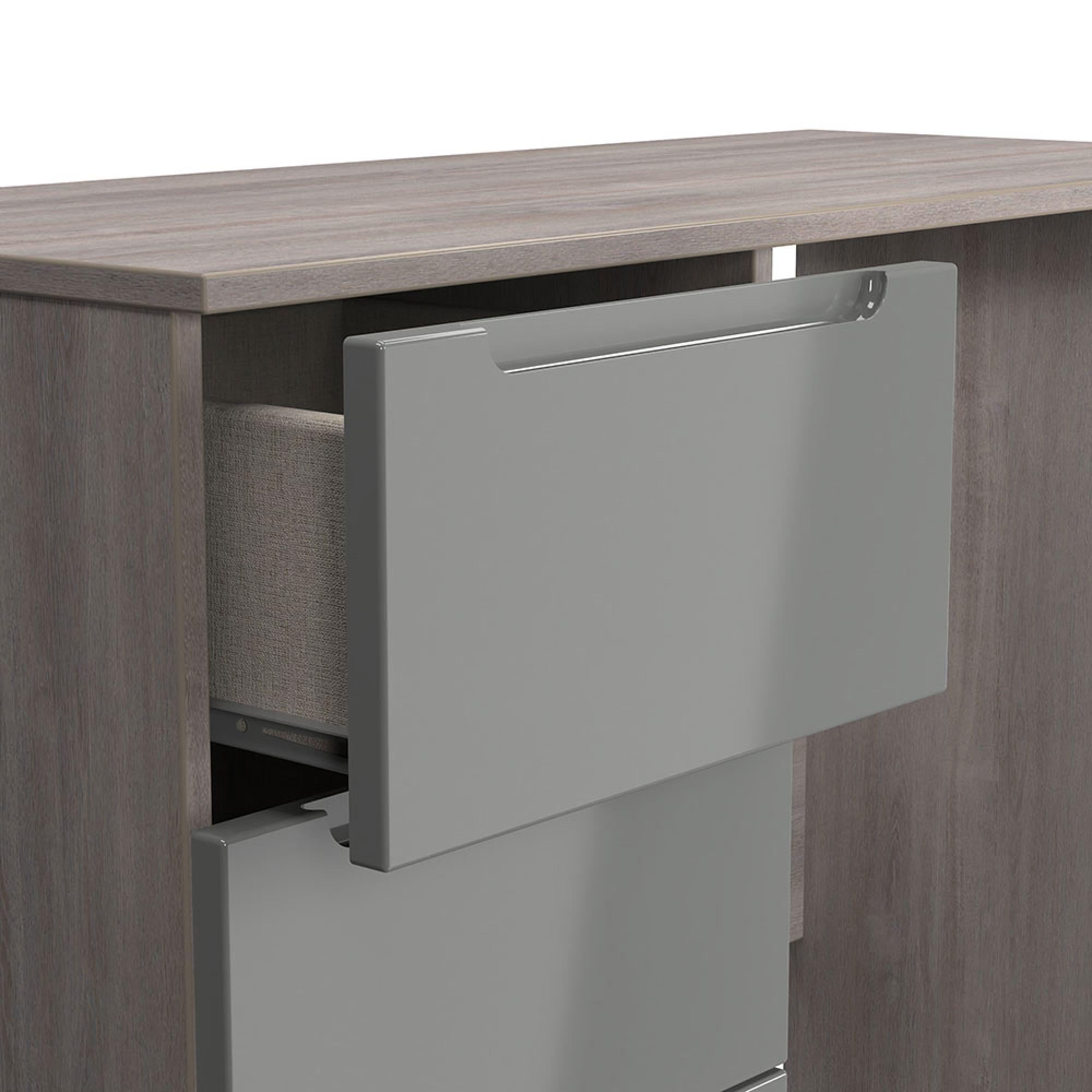 Milan Dressing Table - Single - 3 Drawer - Grey Gloss and Grey Oak