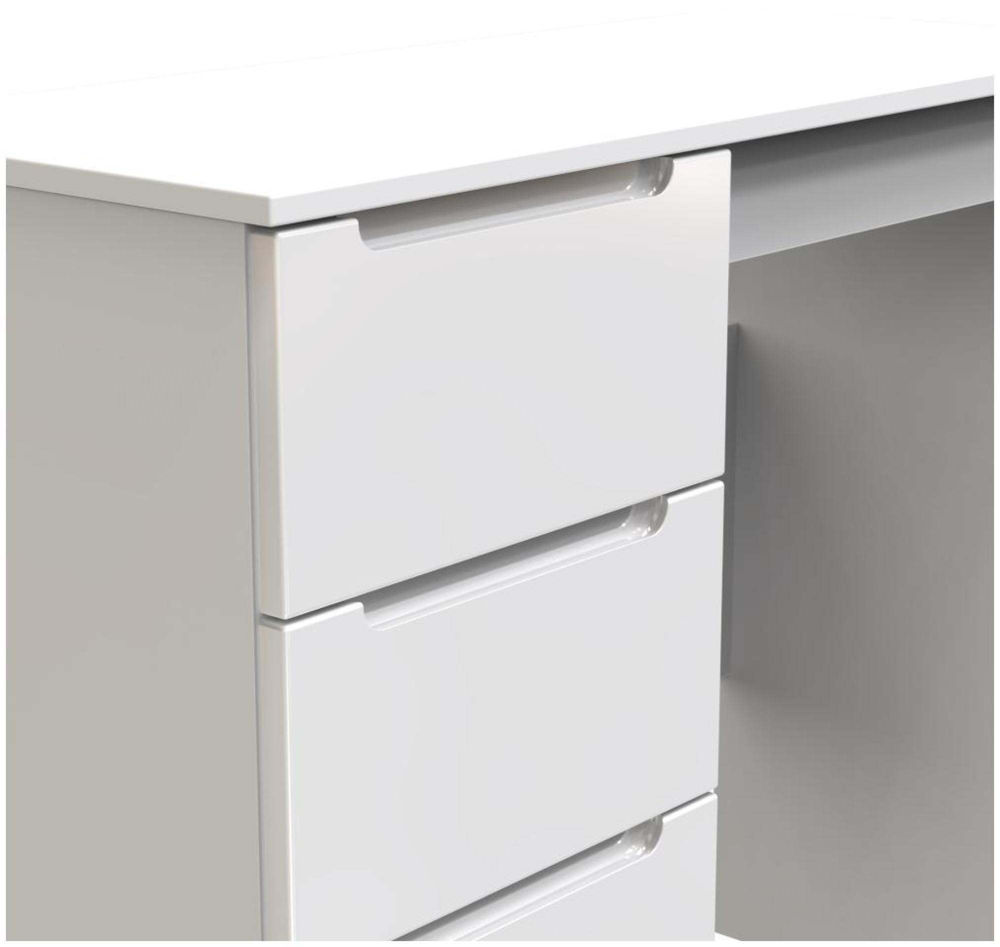Milan Dressing Table - Single - 3 Drawer - White Gloss