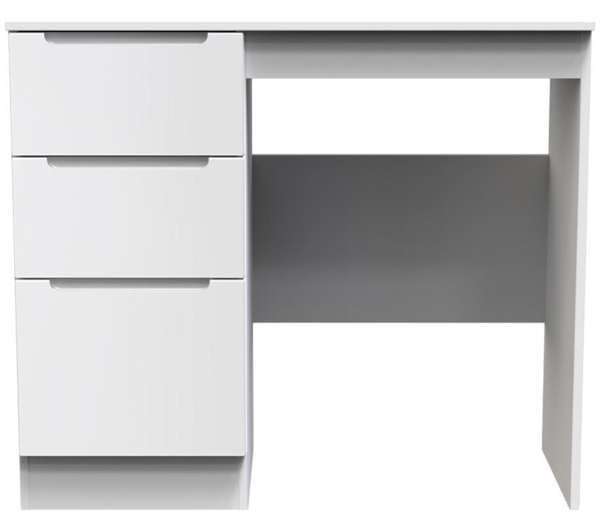 Milan White Gloss 3 Drawer Single Dressing Table