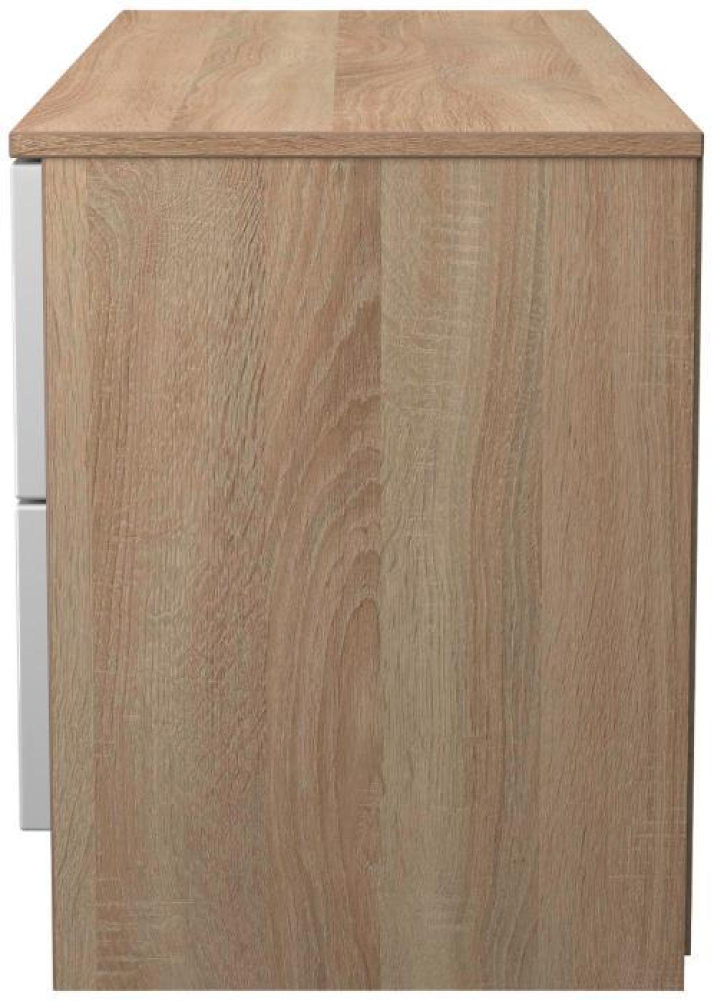 Milan Bed Box - White Gloss and Oak