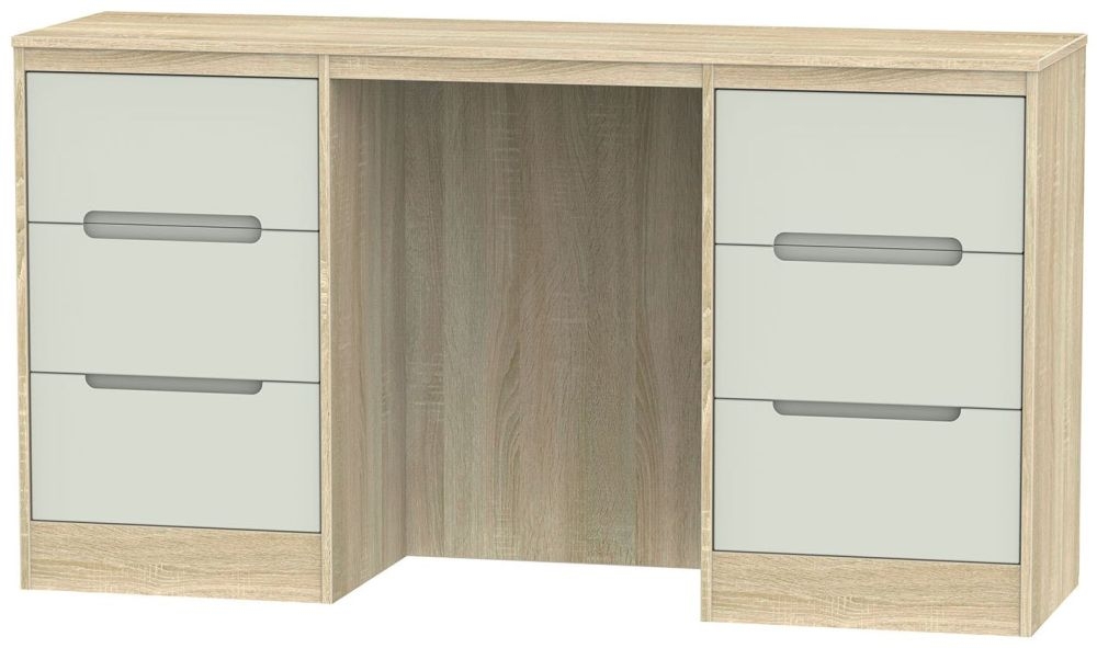 Monaco Dressing Table - Double - 6 Drawer - Cashmere Matt and Oak