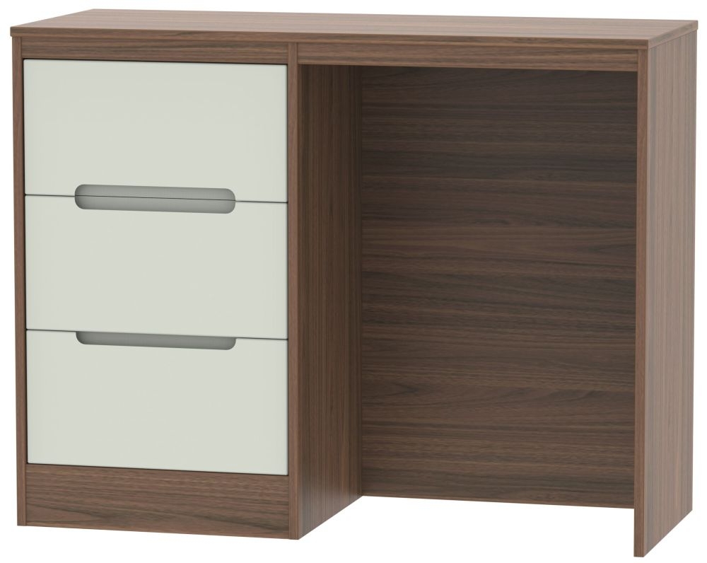 Monaco Cashmere and Carini Walnut 3 Drawer Single Dressing Table