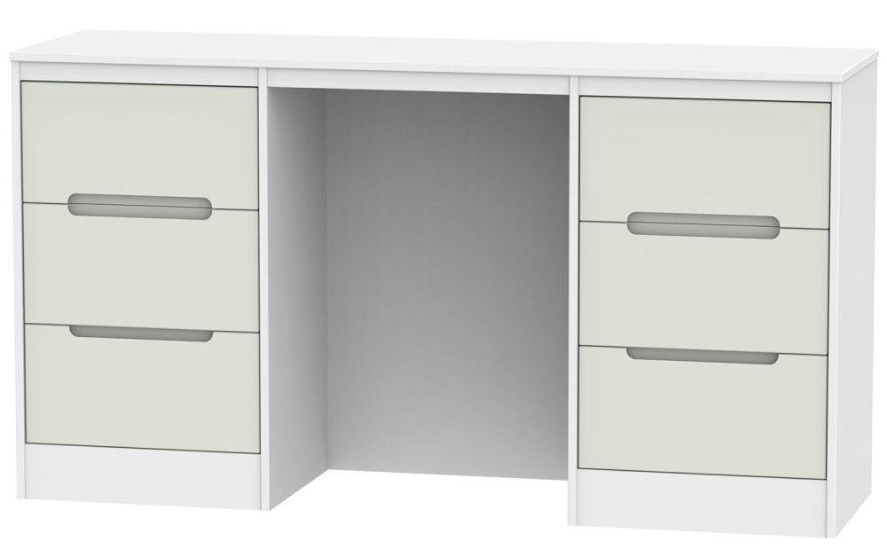 Monaco Dressing Table - Double - 6 Drawer - Cashmere and White