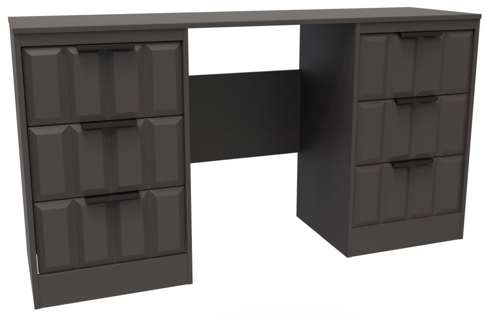 New York Dressing Table - Double - 6 Drawer - Graphite