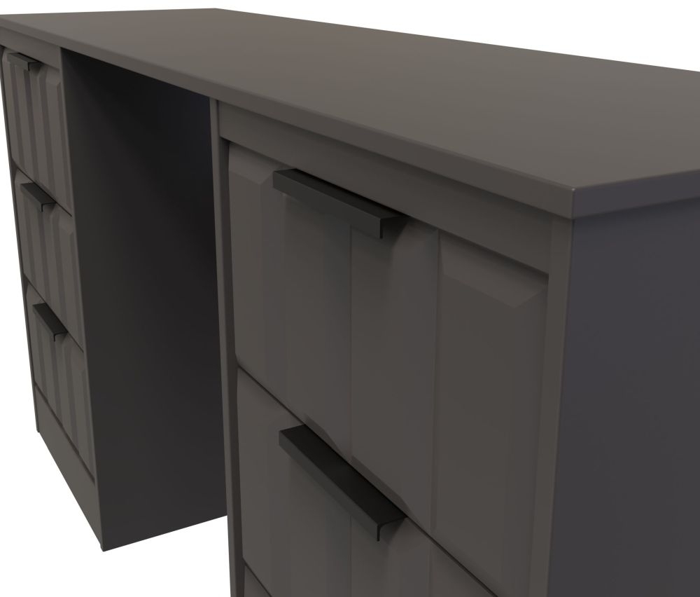New York Dressing Table - Double - 6 Drawer - Graphite