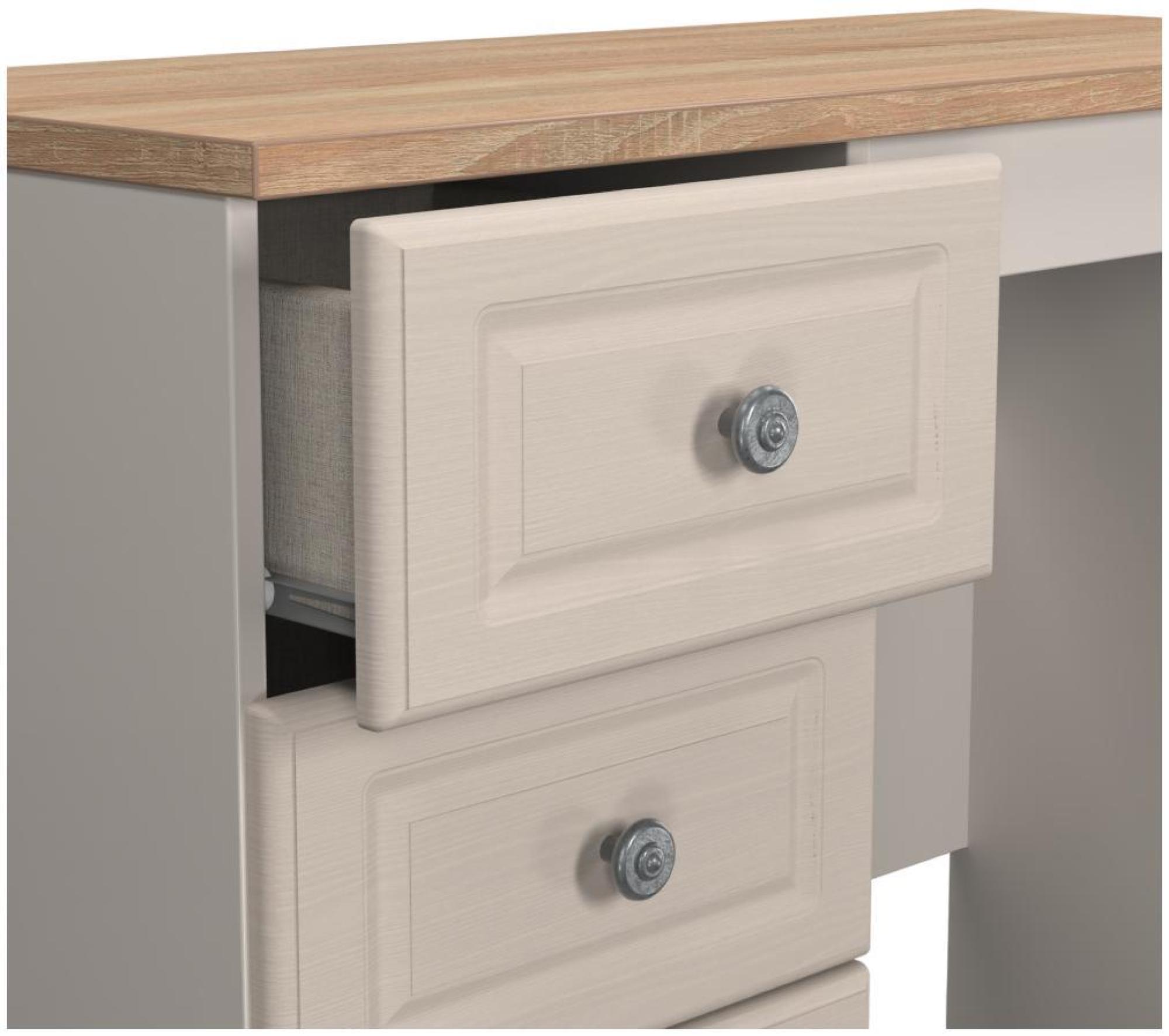 Norfolk Dressing Table - Single - 3 Drawer - Cashmere and Oak