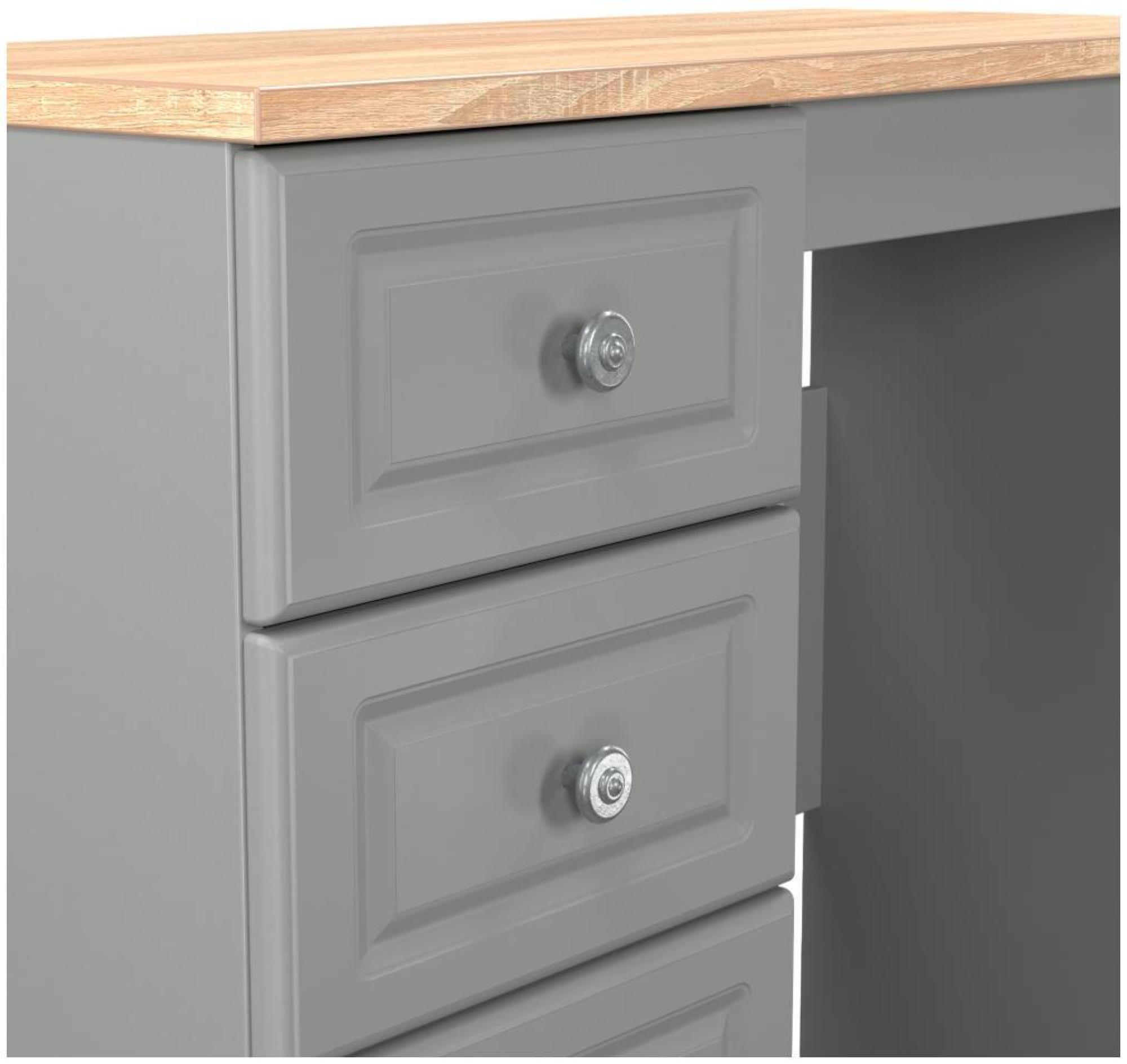 Norfolk Dressing Table - Single - 3 Drawer - Grey and Oak