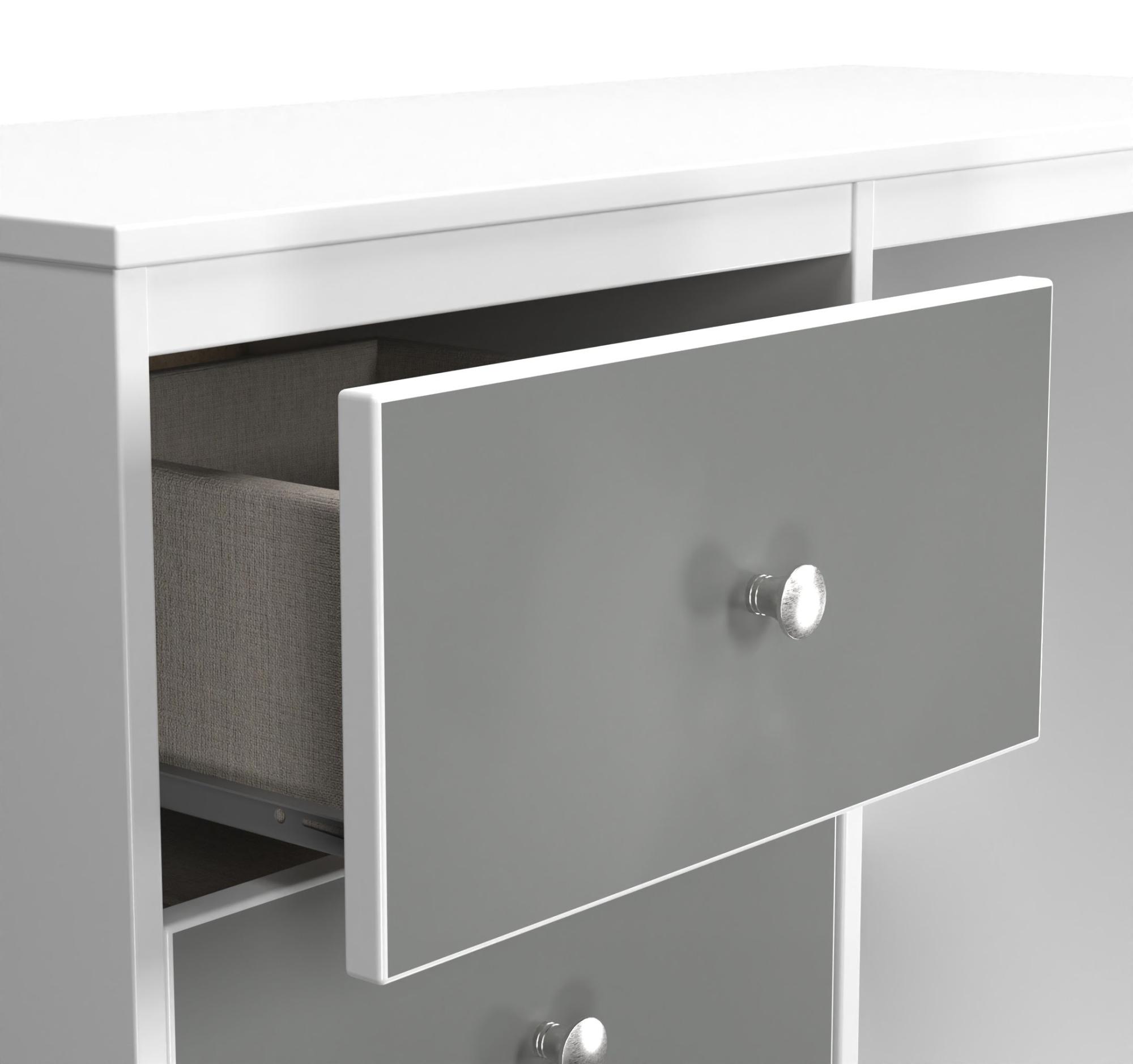 Padstow Dressing Table - Single - 3 Drawer - Grey and White