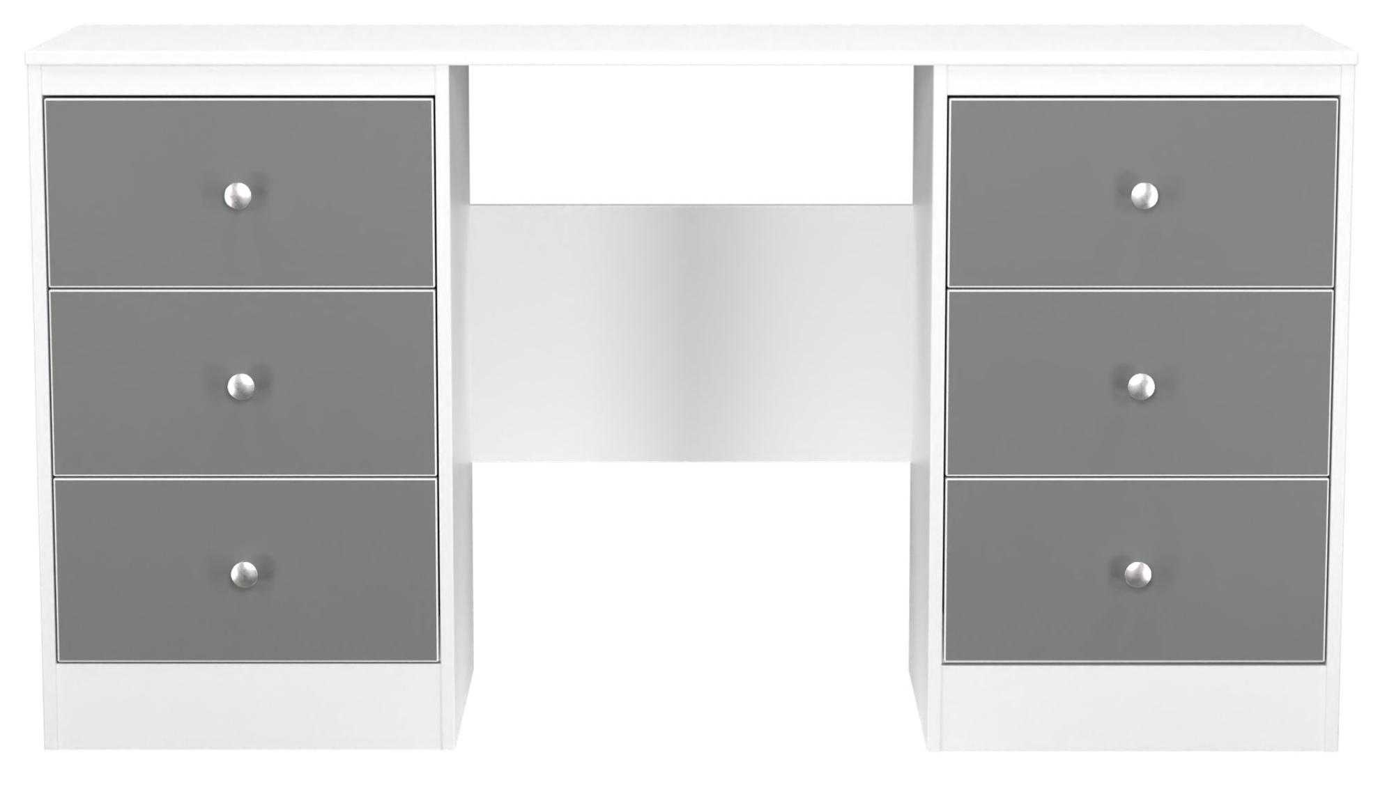 Padstow Grey and White 6 Drawer Double Dressing Table