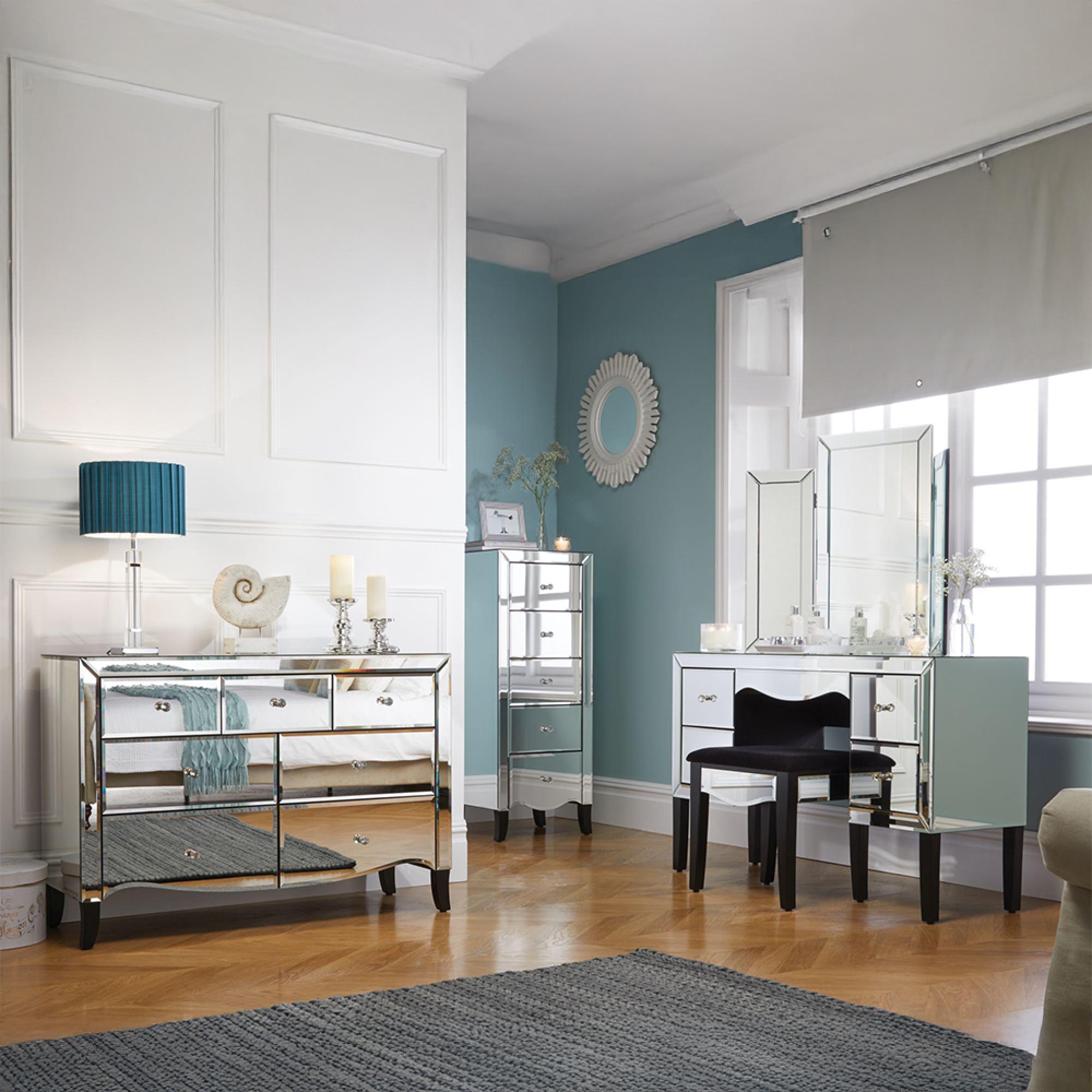 Palermo 4 Drawer Dressing Table - Mirrored