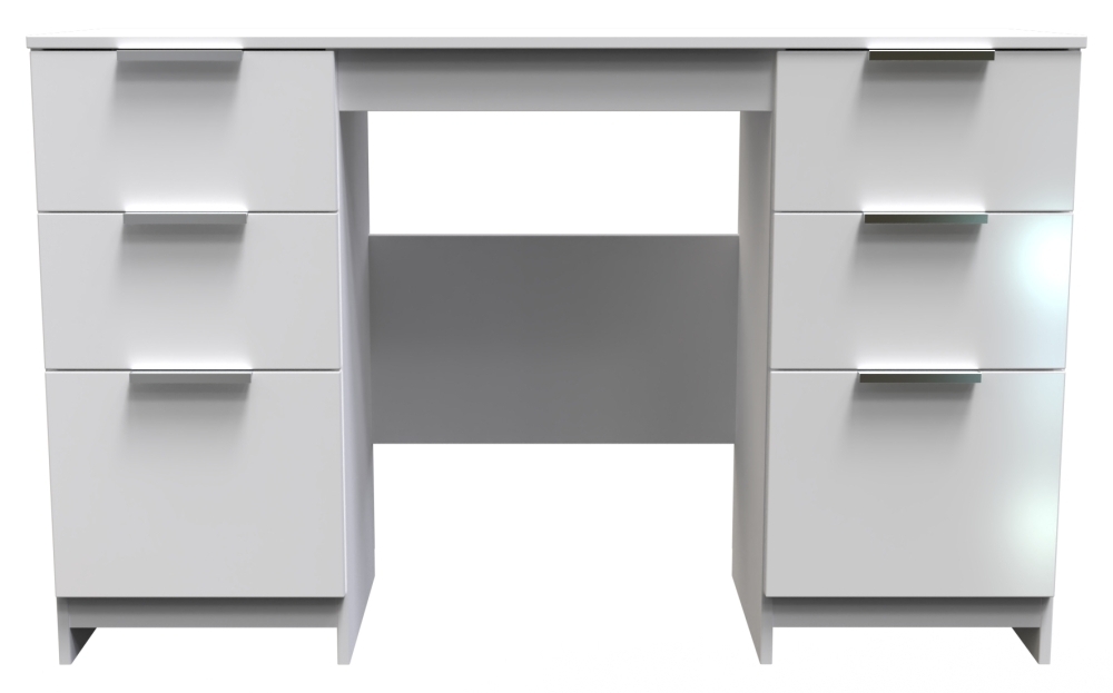 Plymouth White Gloss 6 Drawer Double Dressing Table