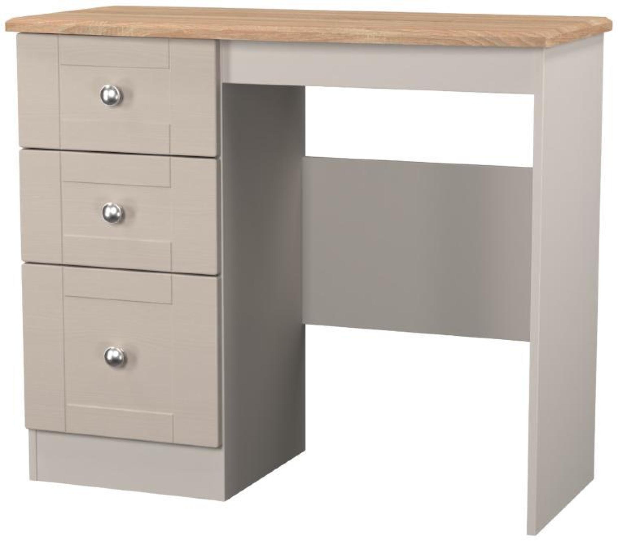 Sussex Single Dressing Table - 3 Drawer - Cashmere and Oak