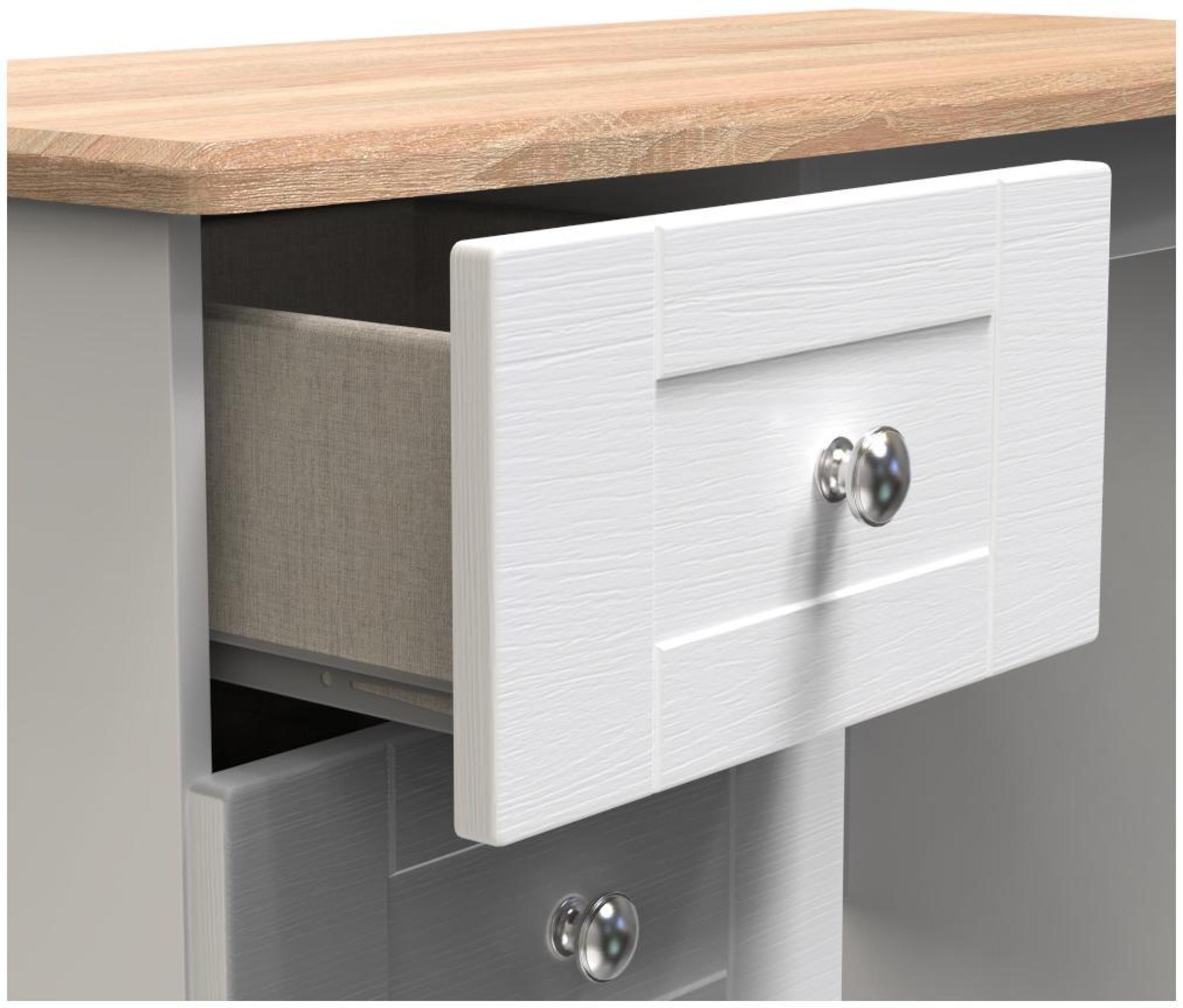 Sussex Single Dressing Table - 3 Drawer - White and Oak