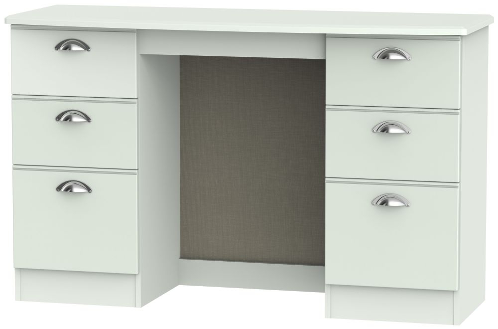 Victoria Double Dressing Table - 6 Drawer - Grey