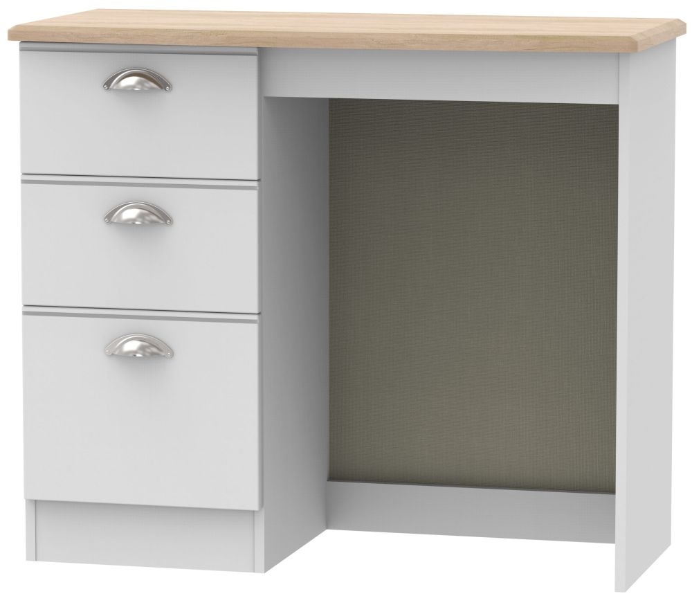 Victoria Grey and Riviera Oak 3 Drawer Single Dressing Table