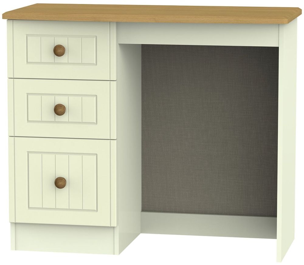 Warwick Dressing Table - 3 Drawer - Single - Cream and Oak