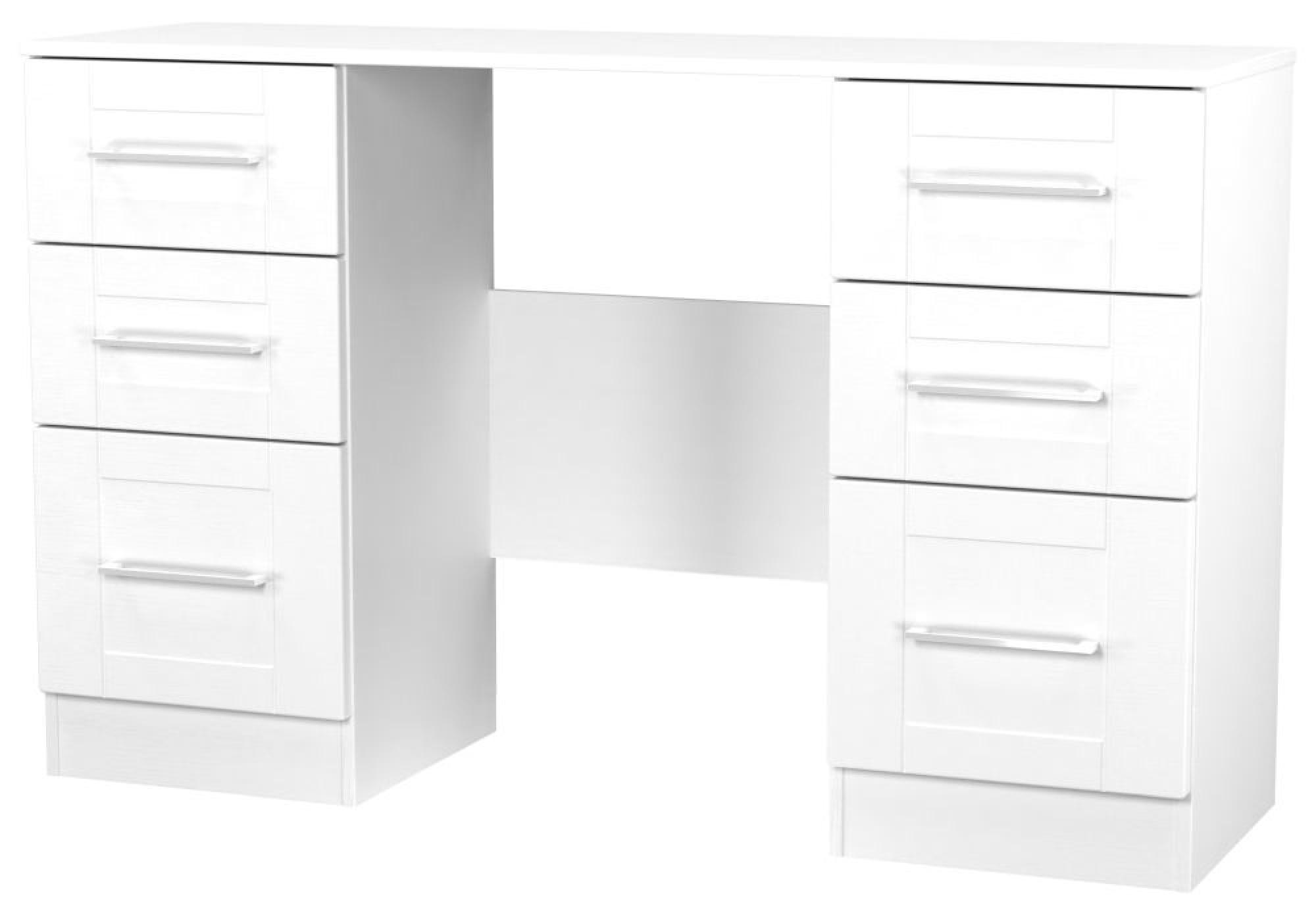 York Dressing Table - 6 Drawer - Double - White