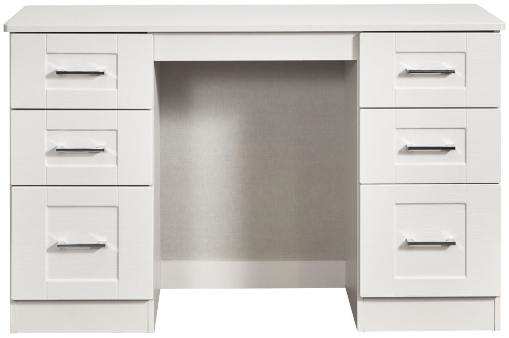 York White 6 Drawer Double Dressing Table
