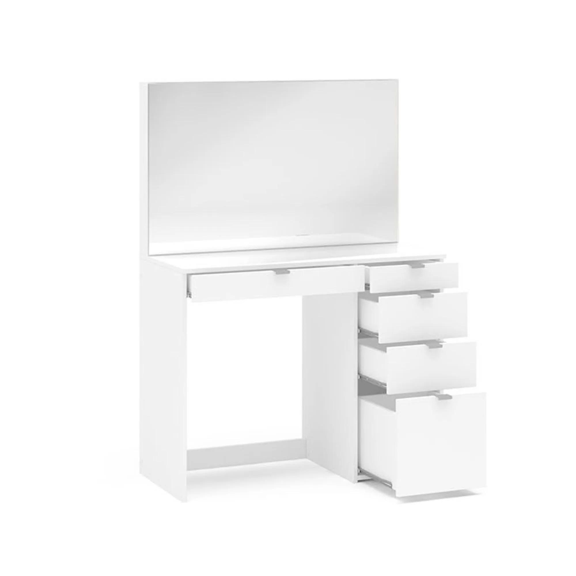 Ava Single Dressing Table - 5 Drawer - White