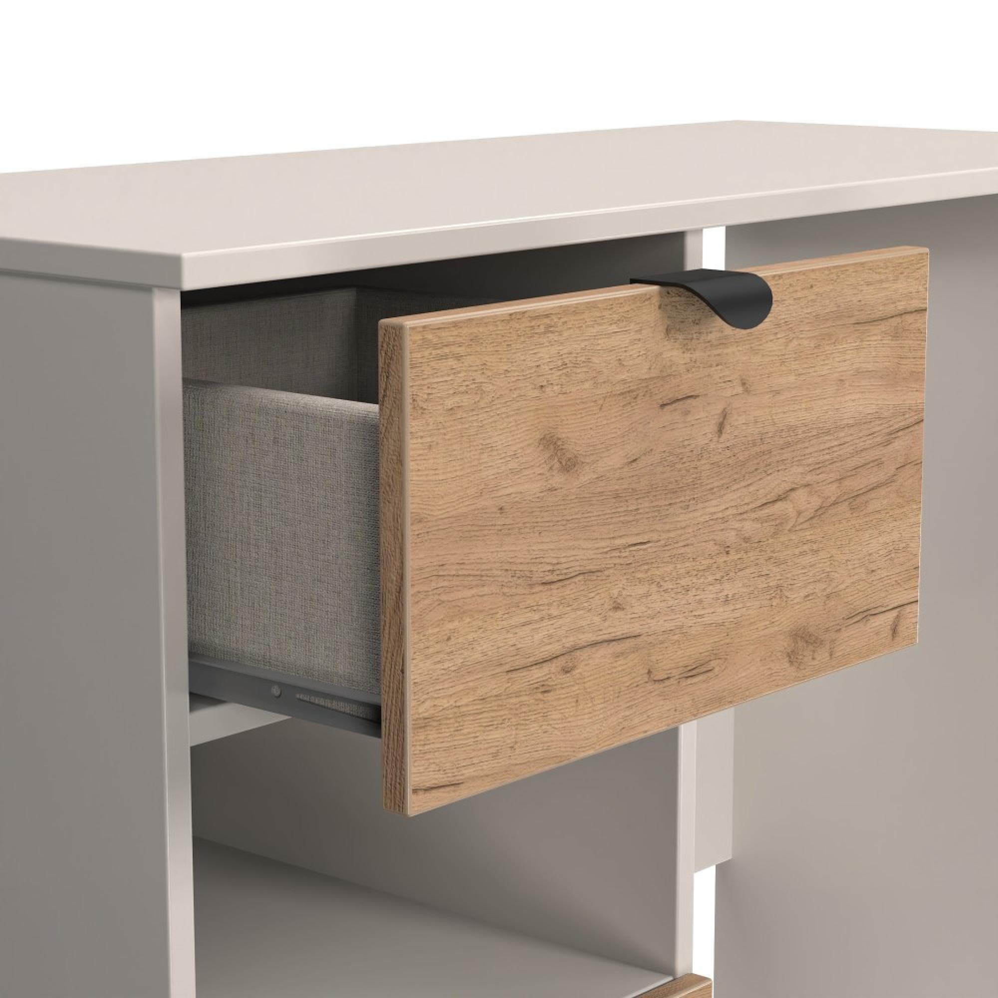 Bora Dressing Table - 2 Drawer - Open Shelf - Single - Gold Craft Oak and Kashmir Matt