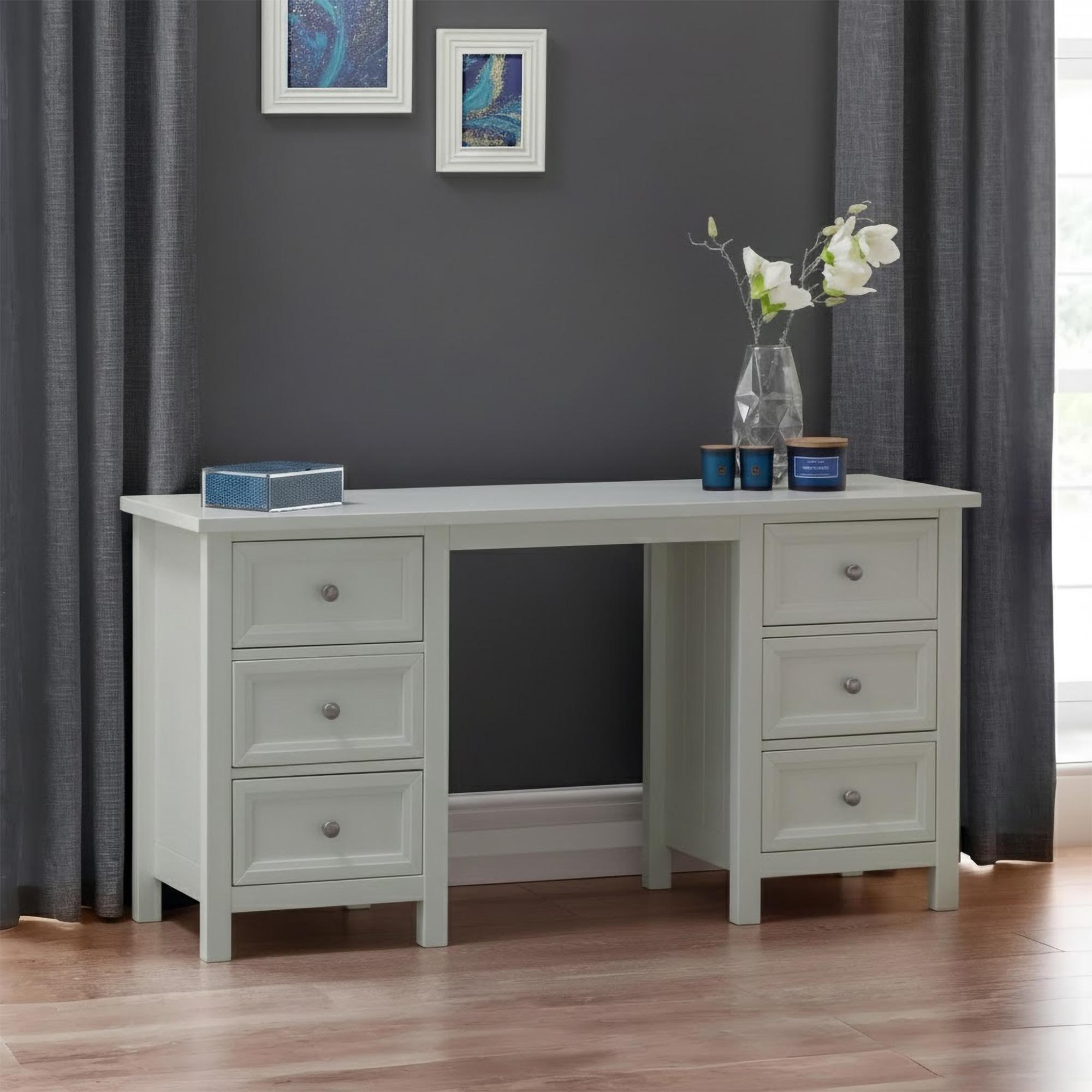 Maine Dressing Table - 6 Drawer - Double - Grey