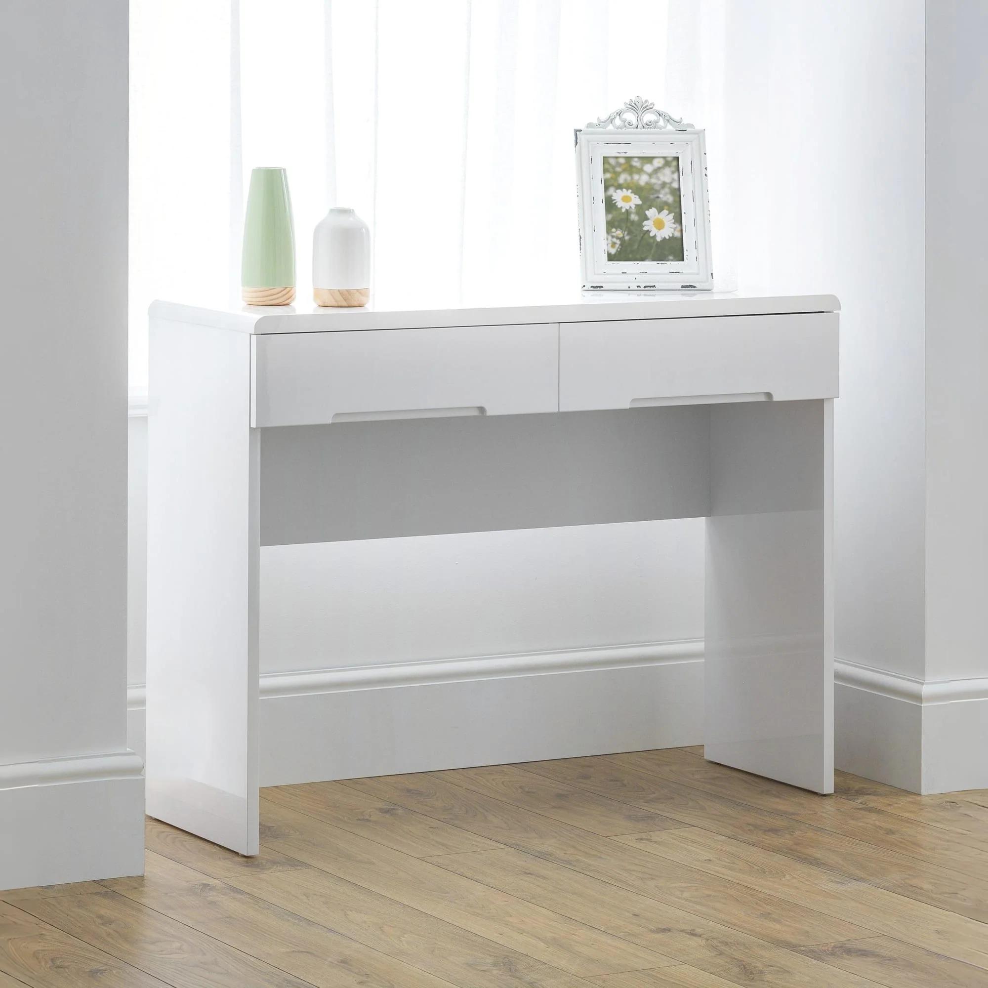 Manhattan Dressing Table - 2 Drawer - White Gloss