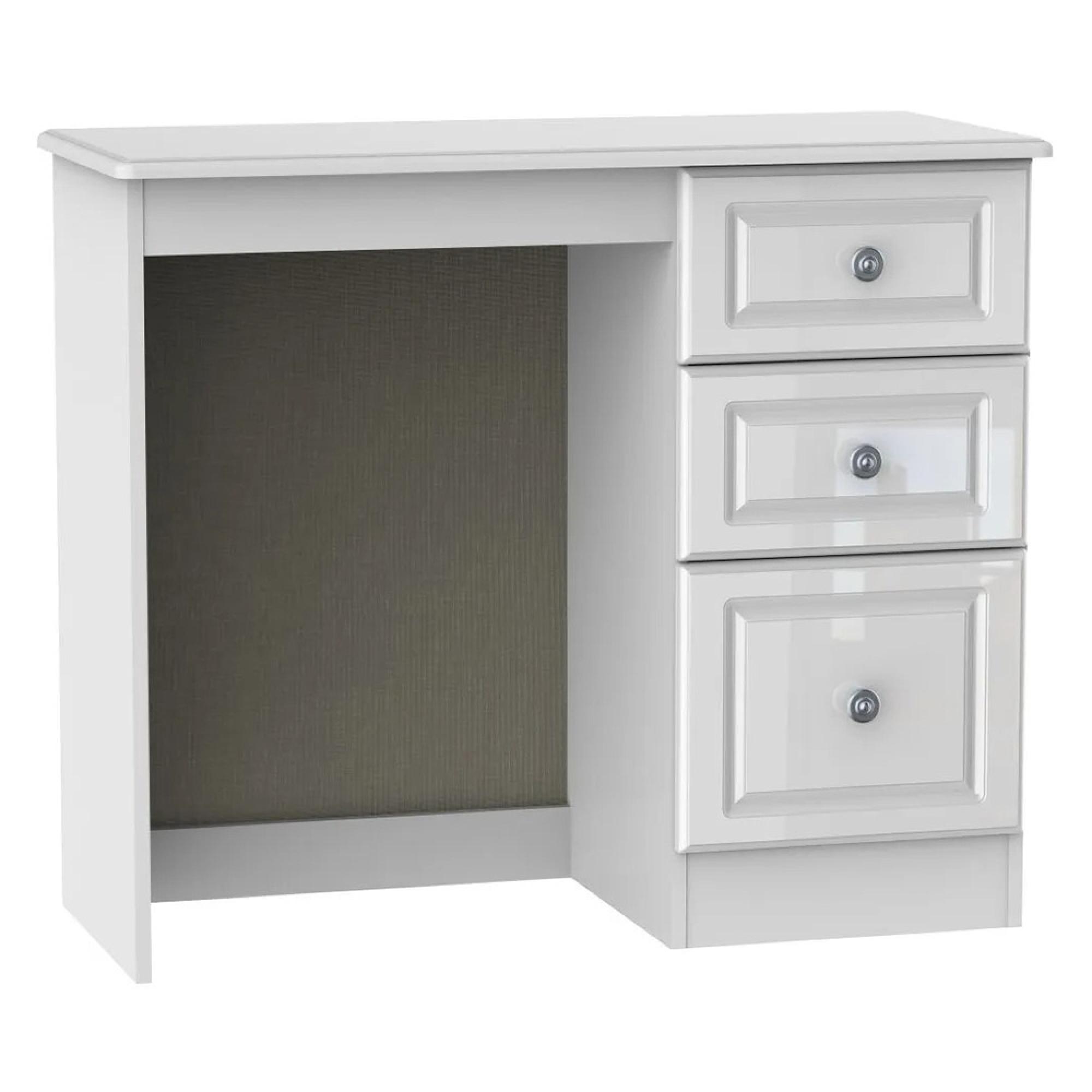 Pembroke Dressing Table - Single - 3 Drawer - White Gloss
