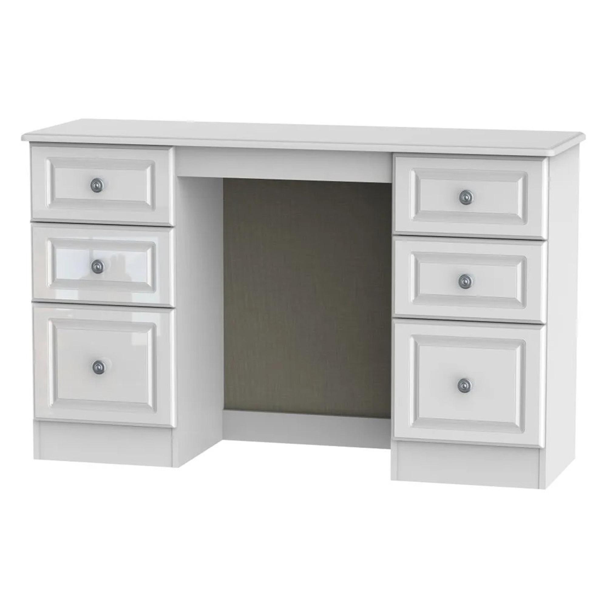Pembroke Dressing Table - Double - 6 Drawer - White Gloss