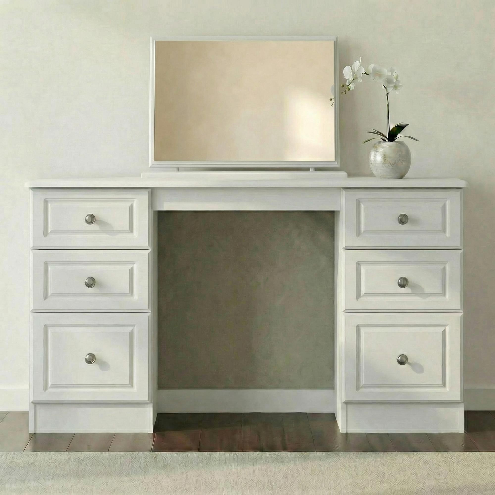 Pembroke White 6 Drawer Double Dressing Table